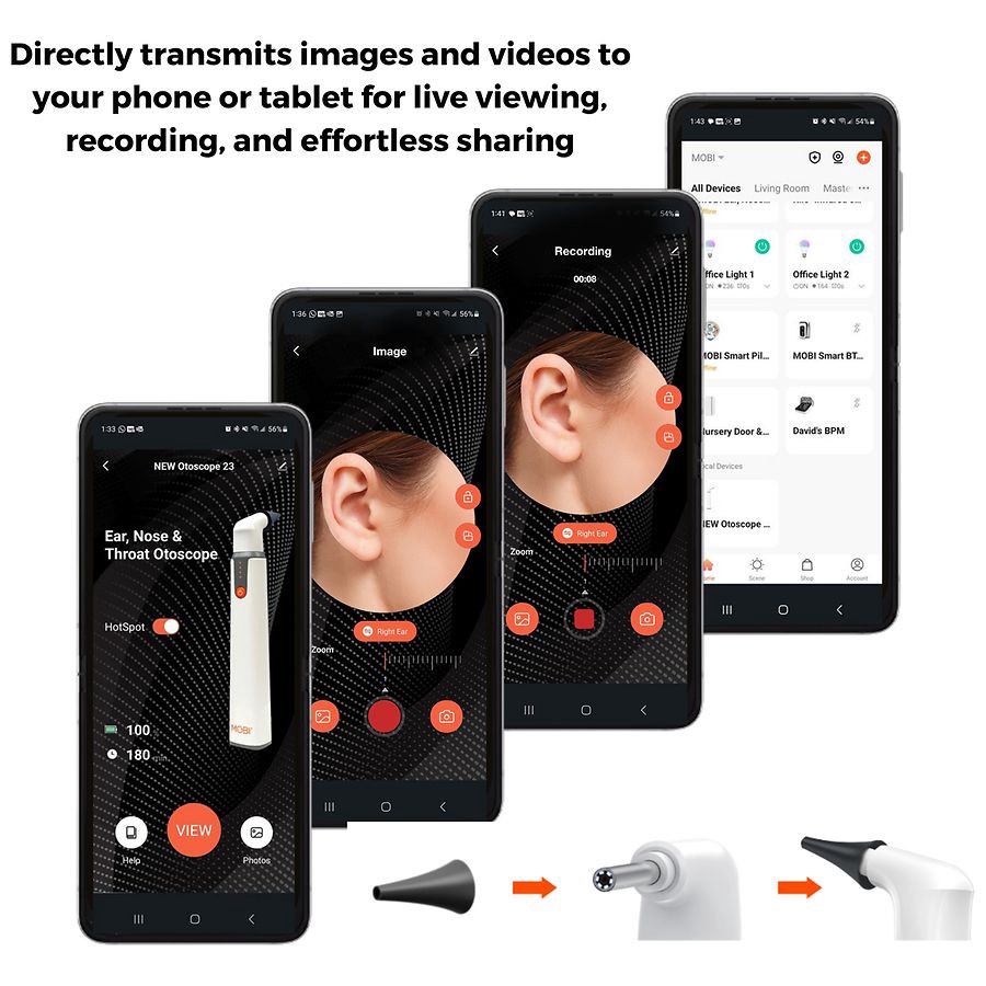 slide 3 of 5, Mobi Ear Nose & Throat HD Camera Smart Wi-Fi Otoscope 1 ea, 1 ct