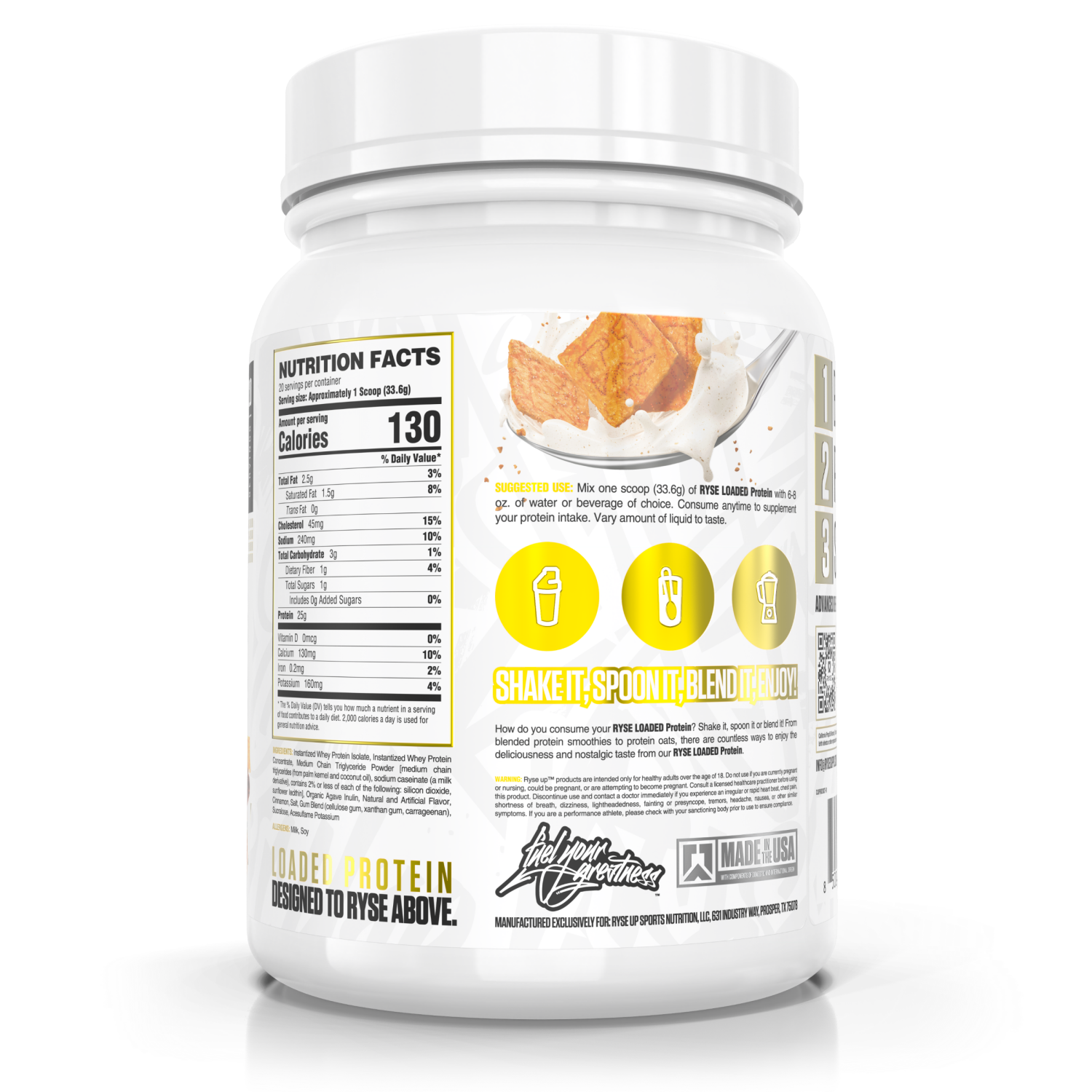 slide 2 of 2, Ryse Core Loaded Protein 20 Serving Cinnamon Toast, 23.7 oz