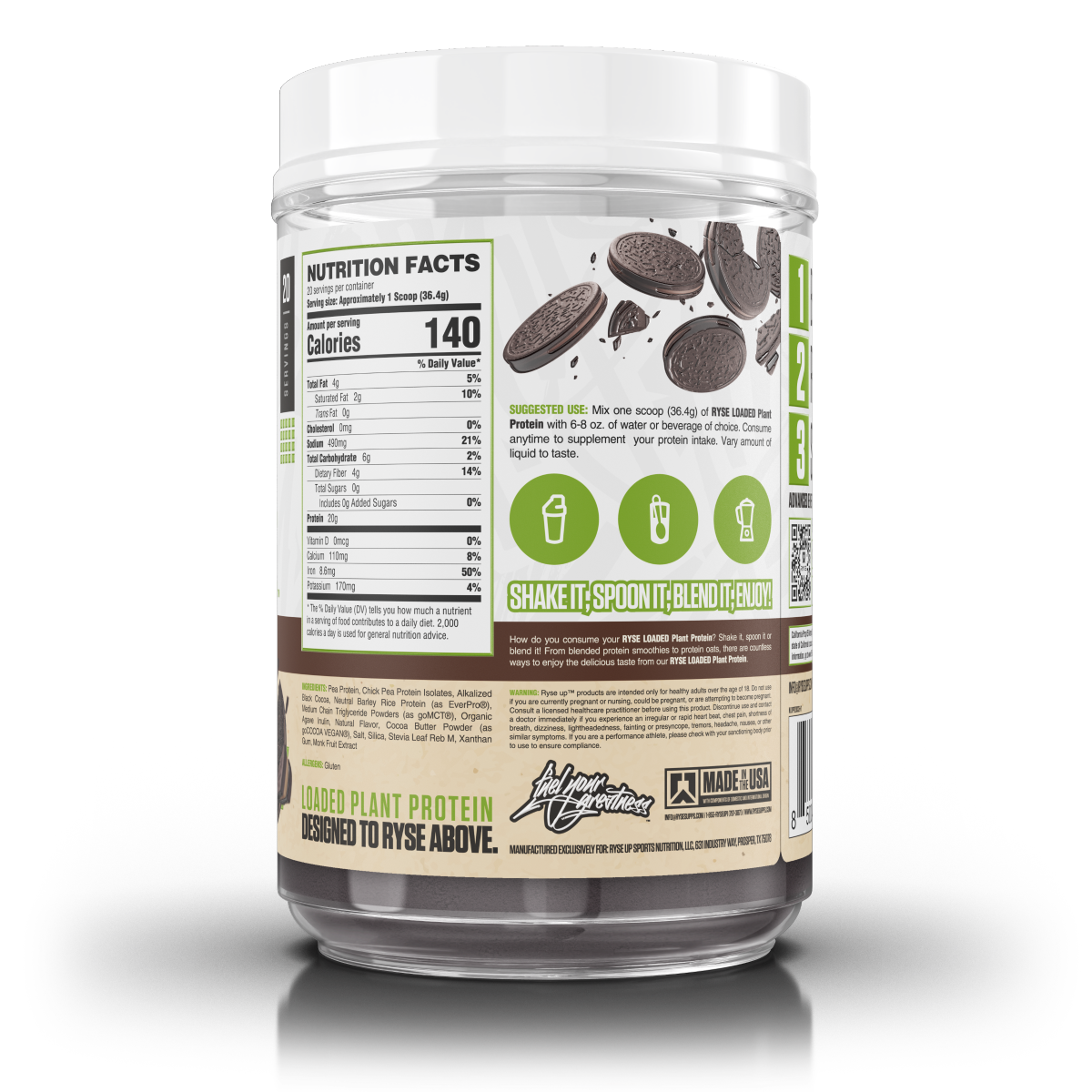 slide 3 of 3, RYSE Naturals Loaded Plant Protein Powder - Chocolate Cookie Blast, 1 ct