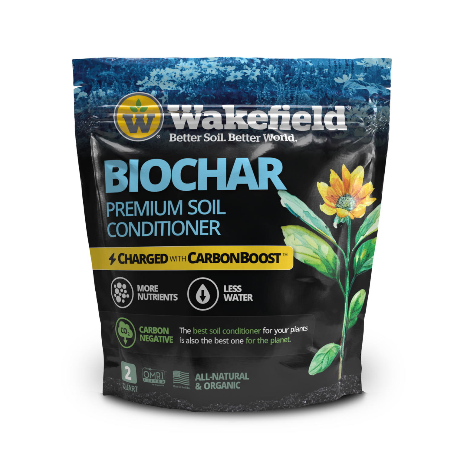 slide 1 of 2, Wakefield Premium Biochar with CarbonBoost Mycorrhizae and Plant Probiotics - 2 Quart, 2 qt