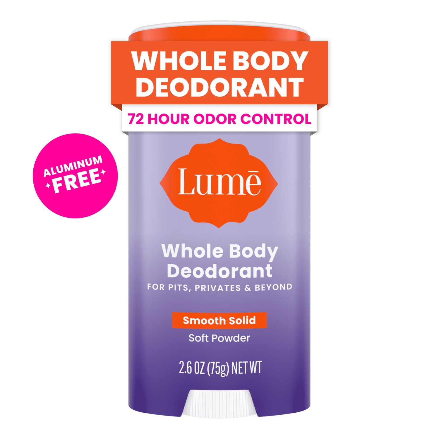 slide 1 of 7, Lume Whole Body Women’s Deodorant - Smooth Solid Stick - Aluminum Free - Soft Powder Scent - 2.6oz, 2.60 oz