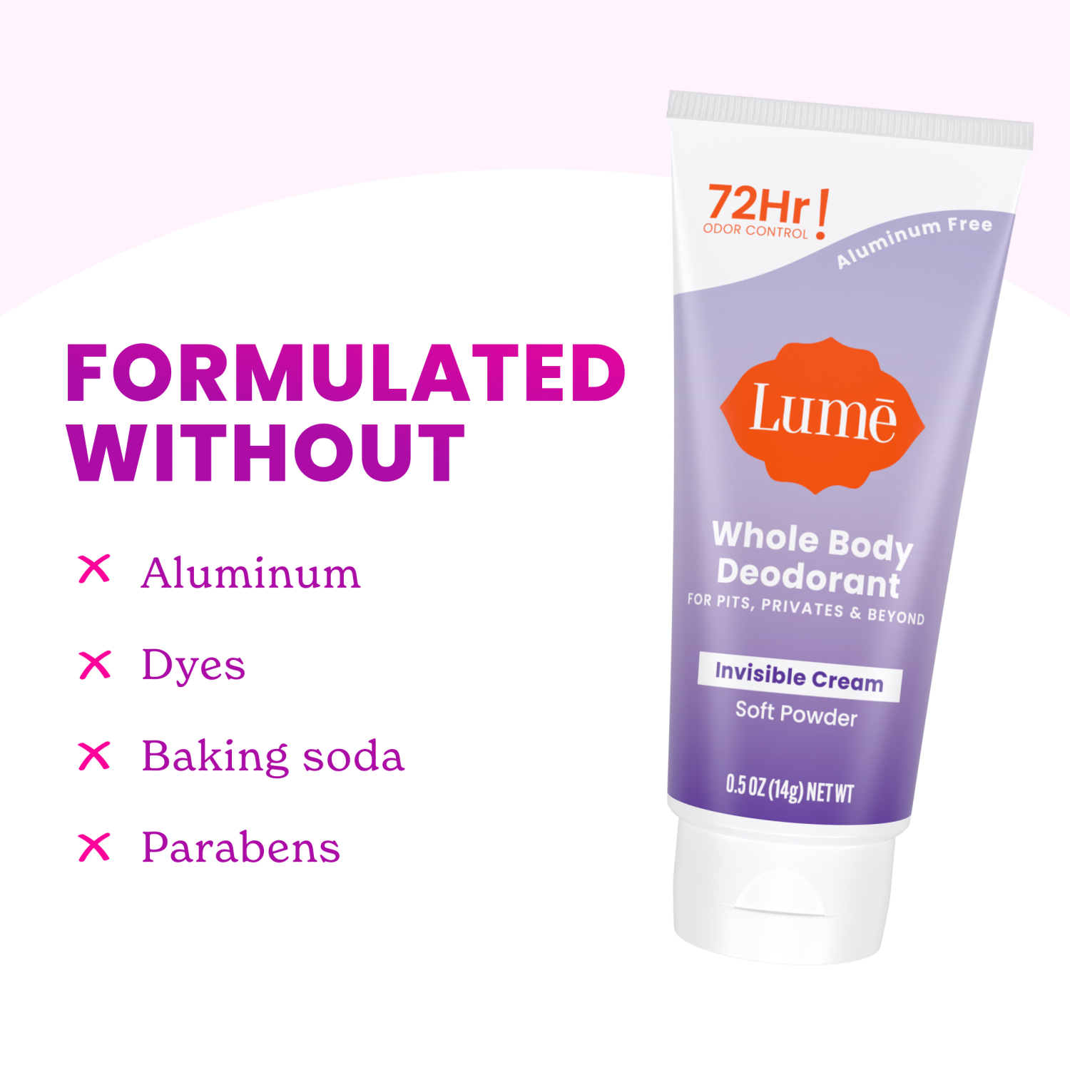 slide 5 of 5, Lume Whole Body Women's Deodorant - Mini Invisible Cream Tube - Aluminum Free - Soft Powder Scent - Trial Size - 0.5oz, 0.5 oz
