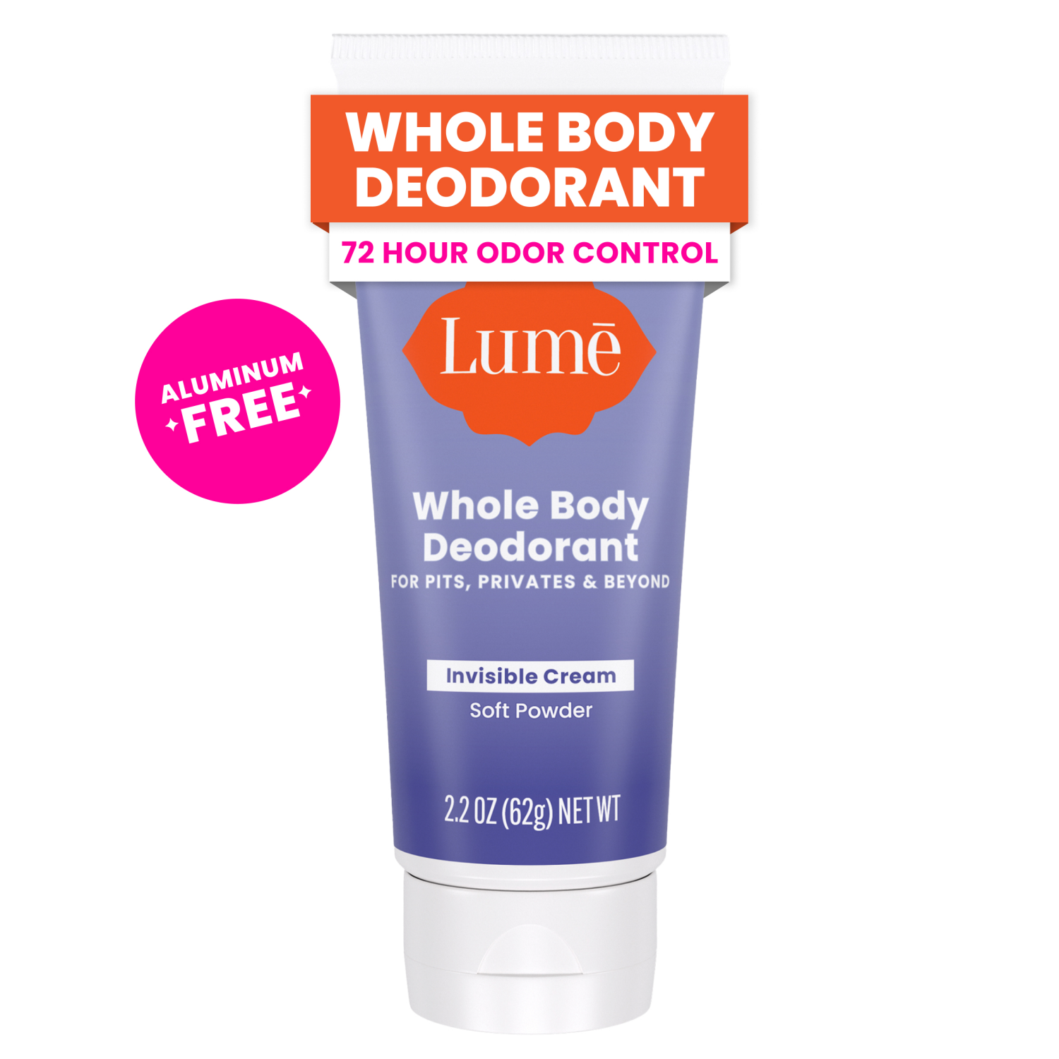 slide 1 of 8, Lume Whole Body Women's Deodorant - Invisible Cream Tube - Aluminum Free - Soft Powder Scent - 2.2oz, 2.2 oz