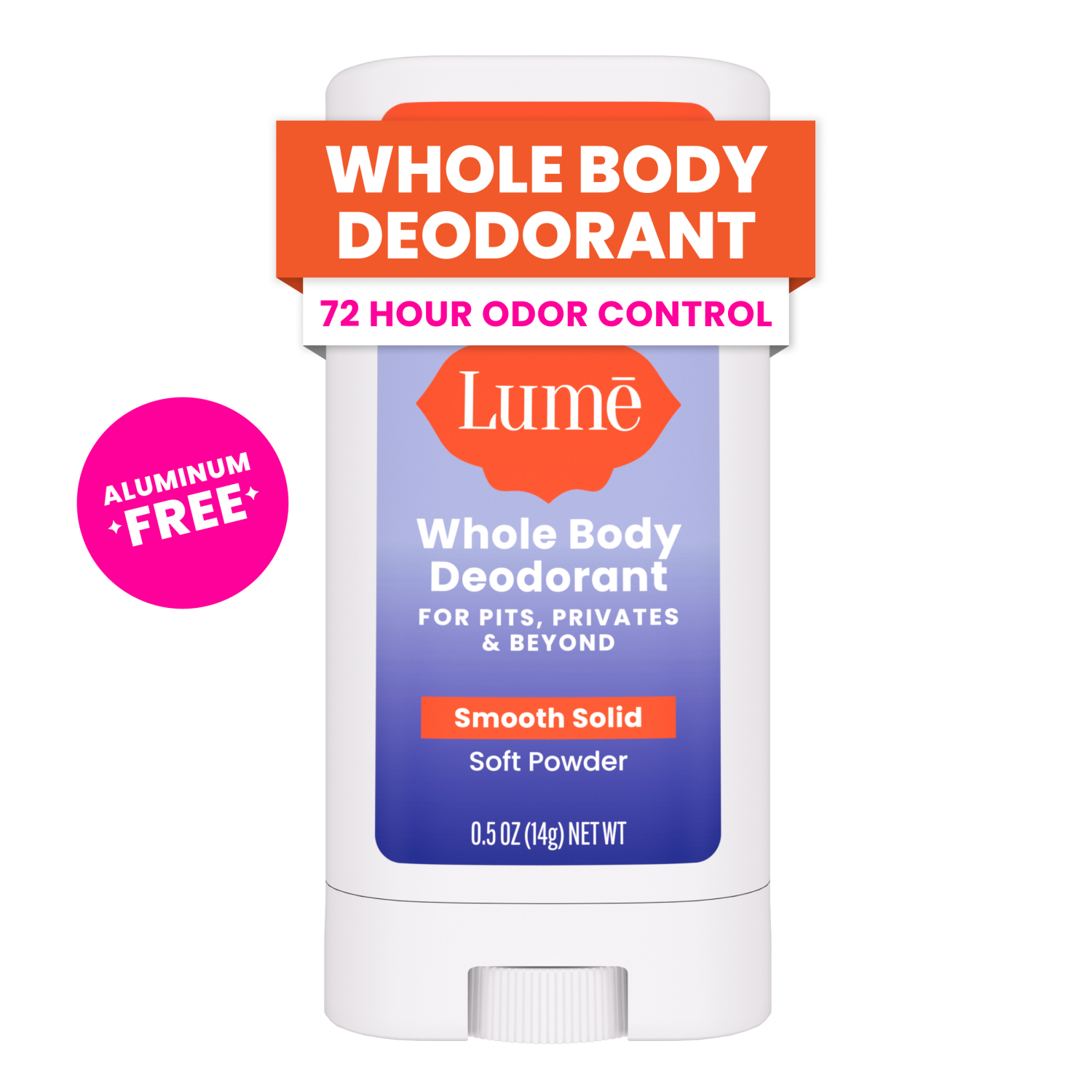 slide 1 of 8, Lume Whole Body Women's Deodorant - Mini Smooth Solid Stick - Aluminum Free - Soft Powder Scent - Trial Size - 0.5oz, 0.5 oz