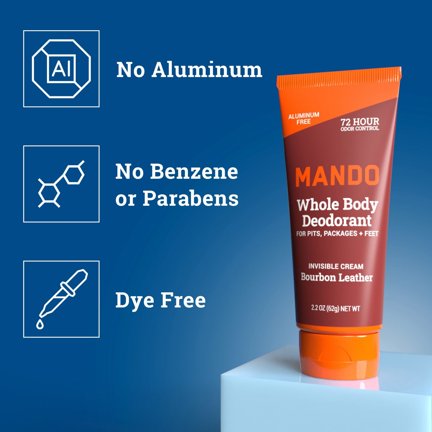 slide 4 of 5, Mando Whole Body Deodorant - Men's Aluminum-Free Invisible Cream Deodorant - Bourbon Leather - 2.2oz, 2.2 oz