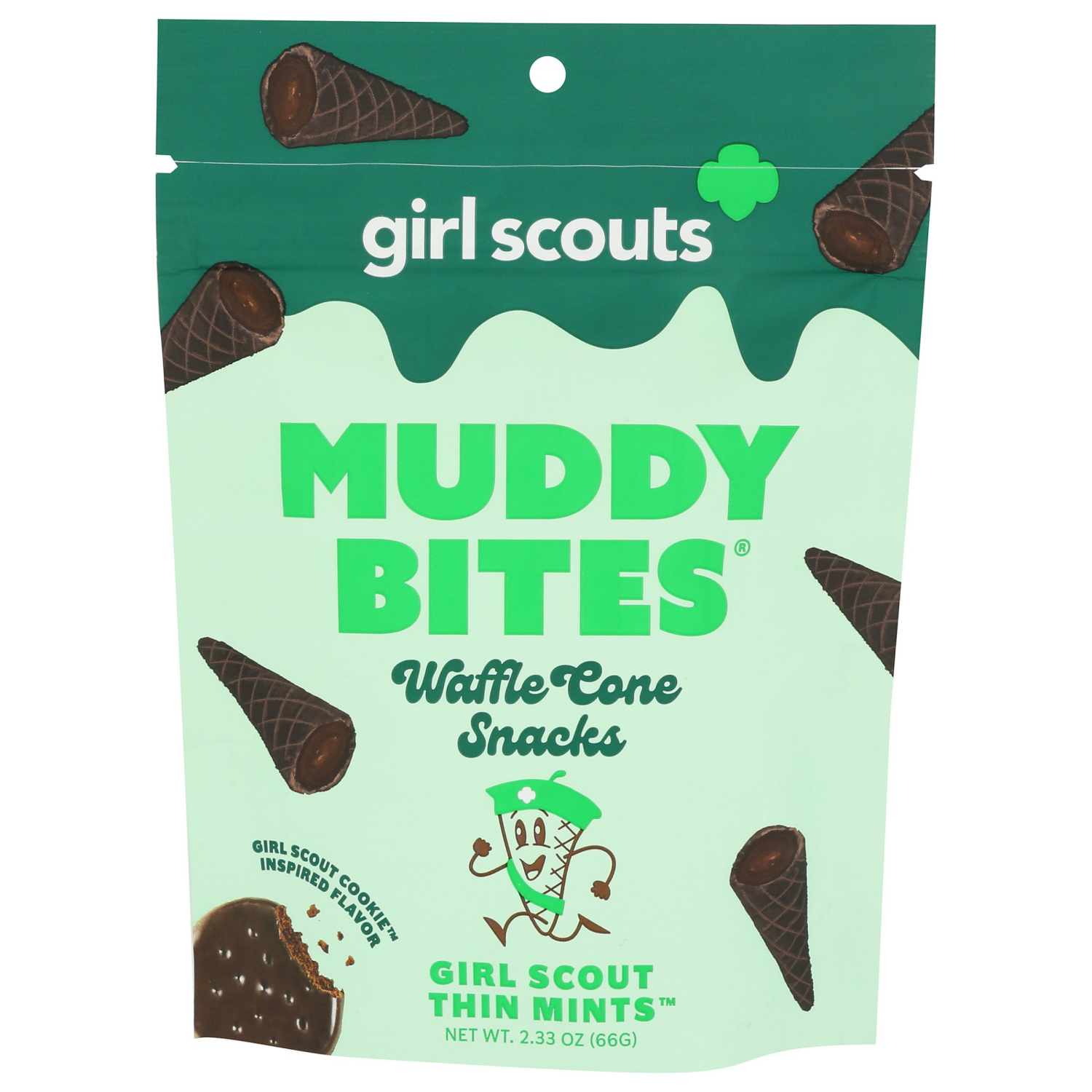 slide 1 of 2, Muddy Bites Girl Scout Thin Mints Waffle Cone Snacks 2.33 oz, 2.33 oz