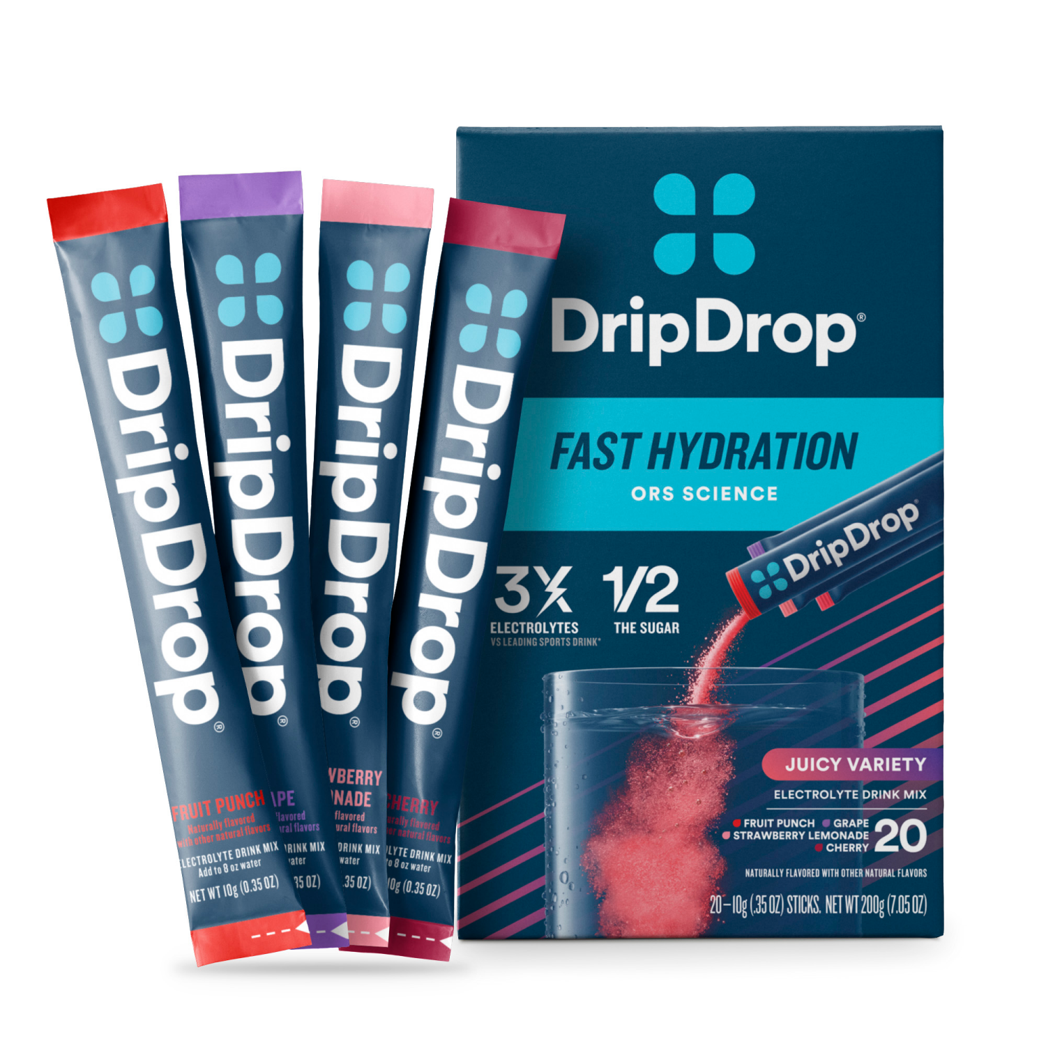 slide 2 of 5, DripDrop Juicy Variety Electrolyte Drink Mix 20 - 10 g Sticks, 20 ct