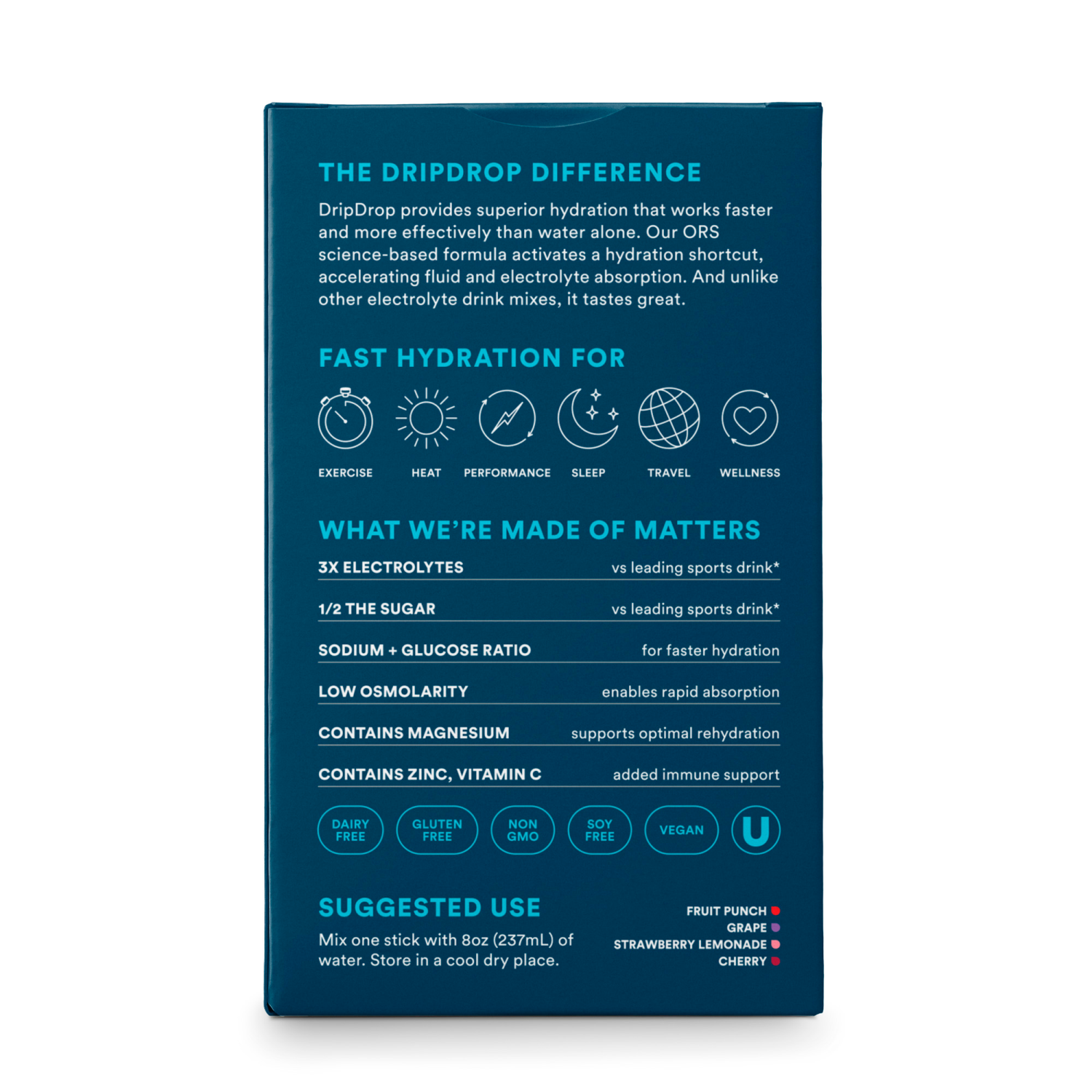 slide 5 of 5, DripDrop Juicy Variety Electrolyte Drink Mix 20 - 10 g Sticks, 20 ct