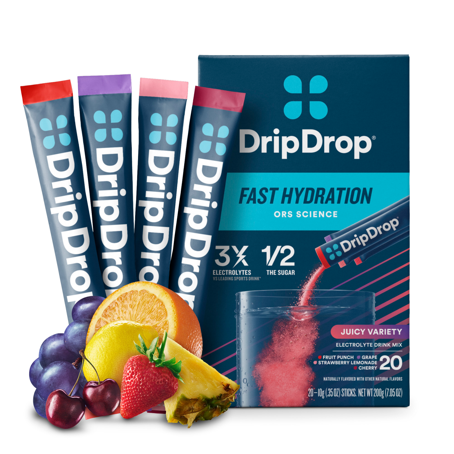 slide 1 of 5, DripDrop Juicy Variety Electrolyte Drink Mix 20 - 10 g Sticks, 20 ct