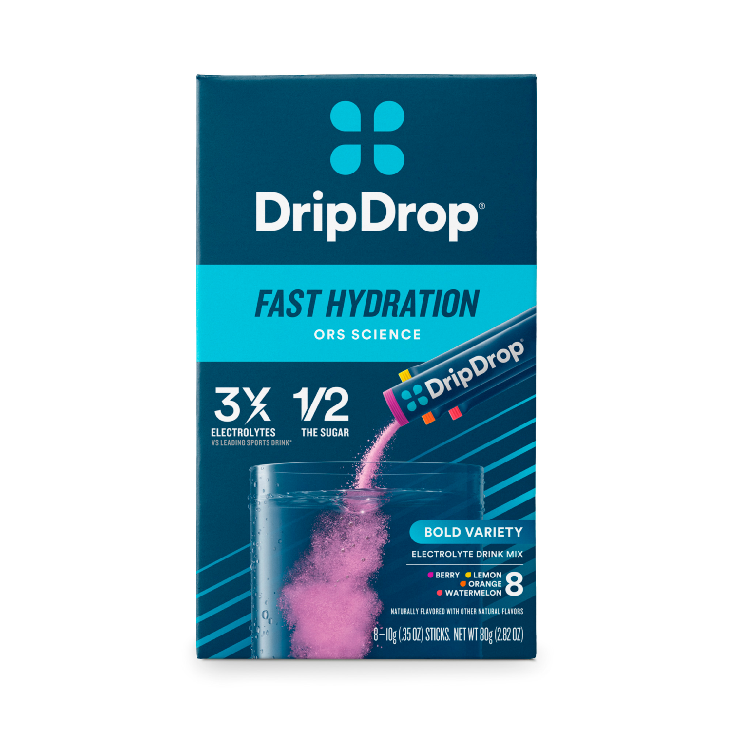 slide 2 of 4, DripDrop Fast Hydration Bold Variety Electrolyte Drink Mix 8 - 0.35 oz Sticks, 8 ct