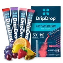 DripDrop Fast Hydration Juice Variety Electrolyte Drink Mix 8 - 3.5 oz Sticks