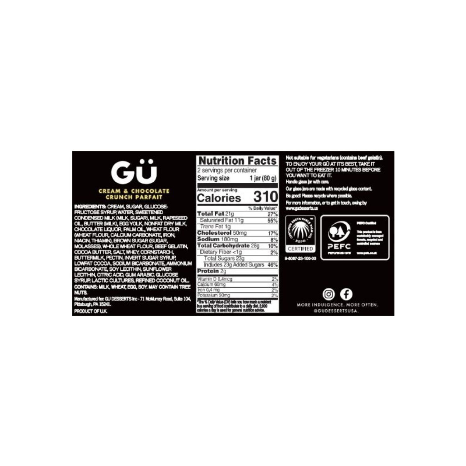 slide 2 of 2, Gü Cream & Chocolate Crunch Parfait 2pk 5.64oz, 2 ct; 5.64 oz