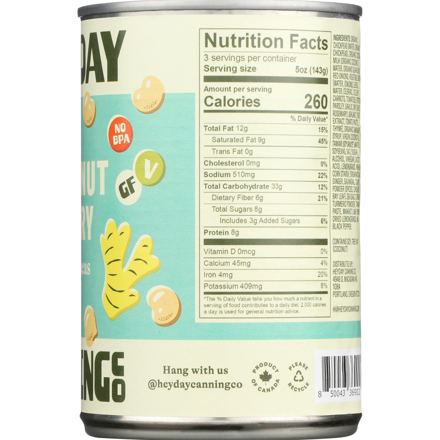 slide 2 of 4, Heyday Canning Company, Coconut Curry Chickpeas, 15 Oz, 15 oz