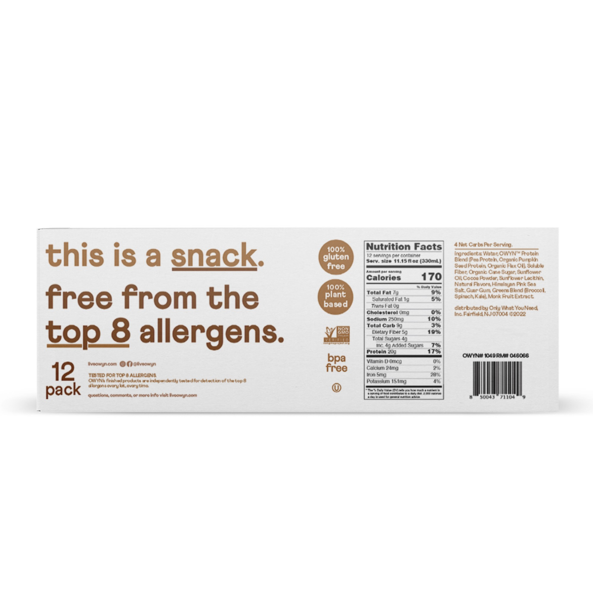 slide 2 of 2, Owyn Dark Chocolate Non-Dairy Protein Shakes, 12 ct