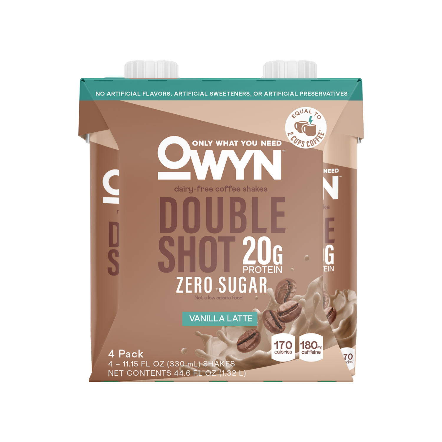 slide 1 of 2, OWYN Zero Sugar Dairy-Free Double Shot Vanilla Latte Flavored Coffee Shakes 4 - 11.15 fl oz Bottles, 4 ct