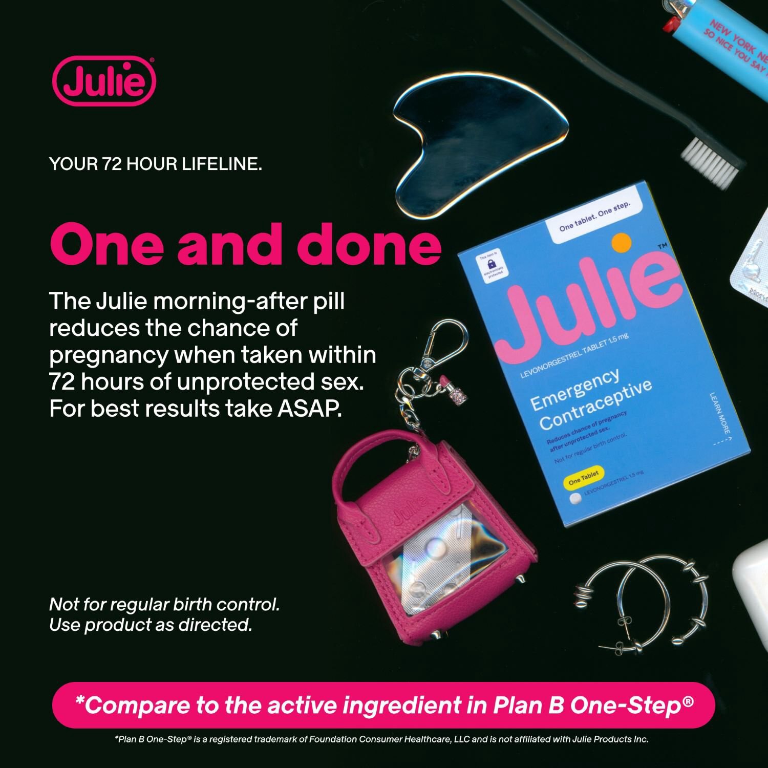 slide 5 of 9, Julie 1.5 mg Emergency Contraceptive Tablet 2 Ct, 2 ct