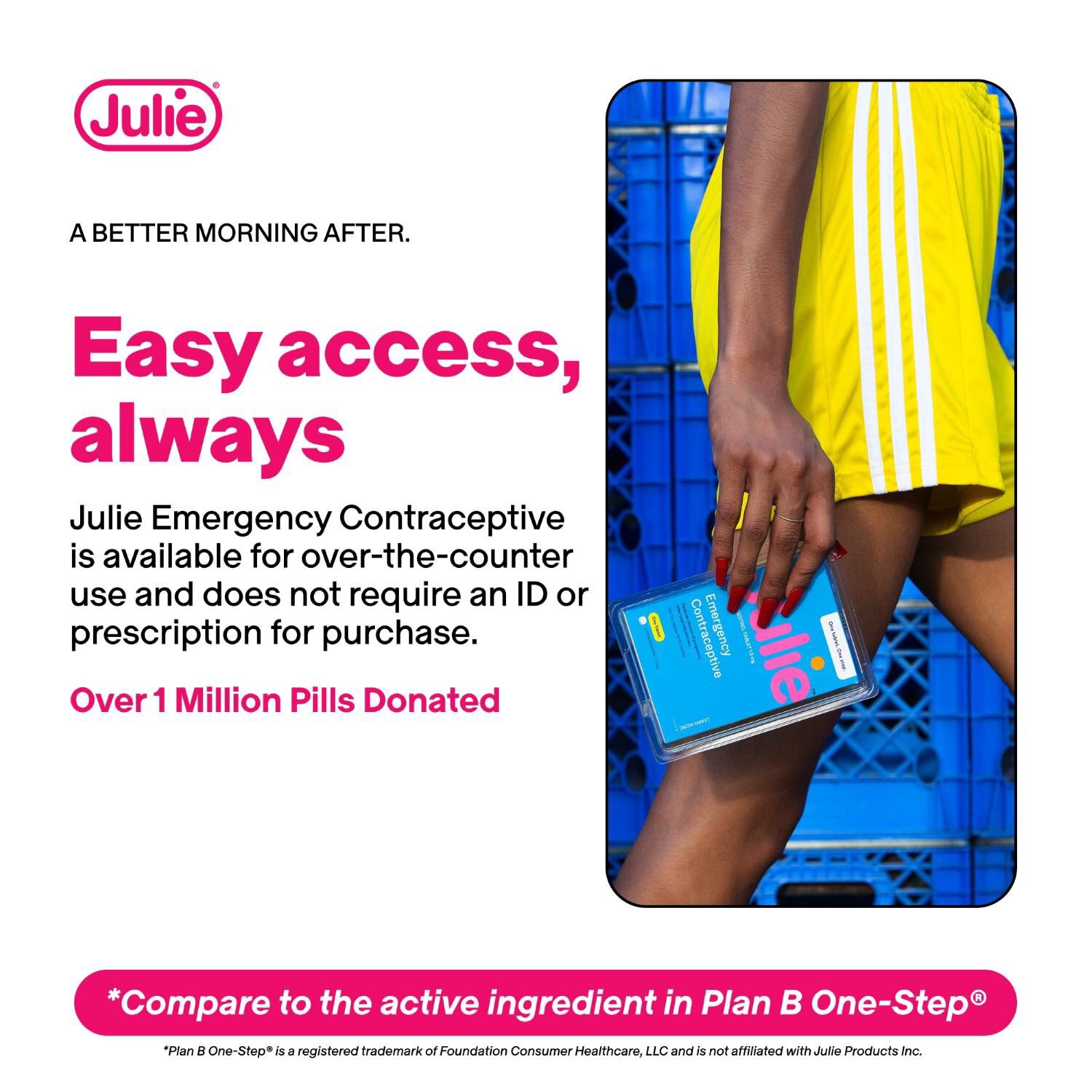 slide 3 of 9, Julie 1.5 mg Emergency Contraceptive Tablet 2 Ct, 2 ct