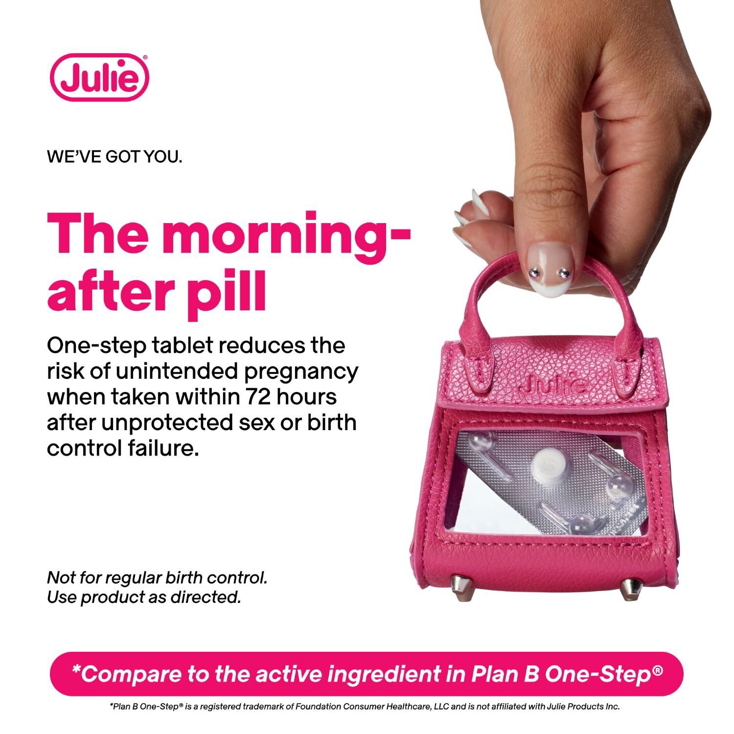 slide 9 of 9, Julie 1.5 mg Emergency Contraceptive Tablet 2 Ct, 2 ct