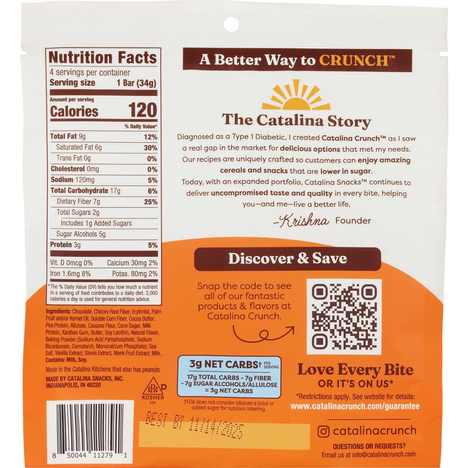 slide 2 of 3, Catalina Crunch Cookie Bar, Chocolate, 55% Cacao, 4bar