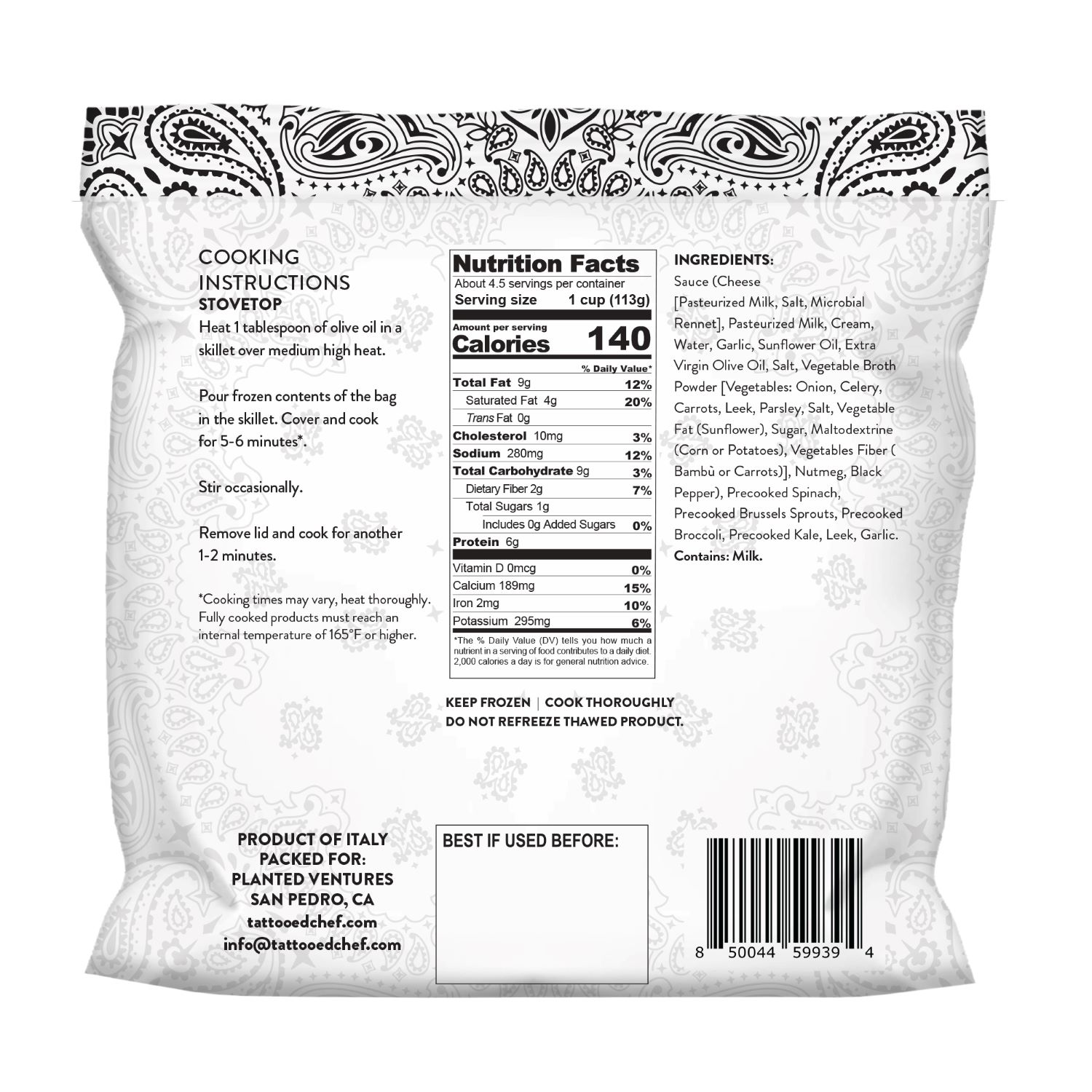 slide 2 of 2, Tattooed Chef Cheesy Creamy Greens 18oz, 18 oz