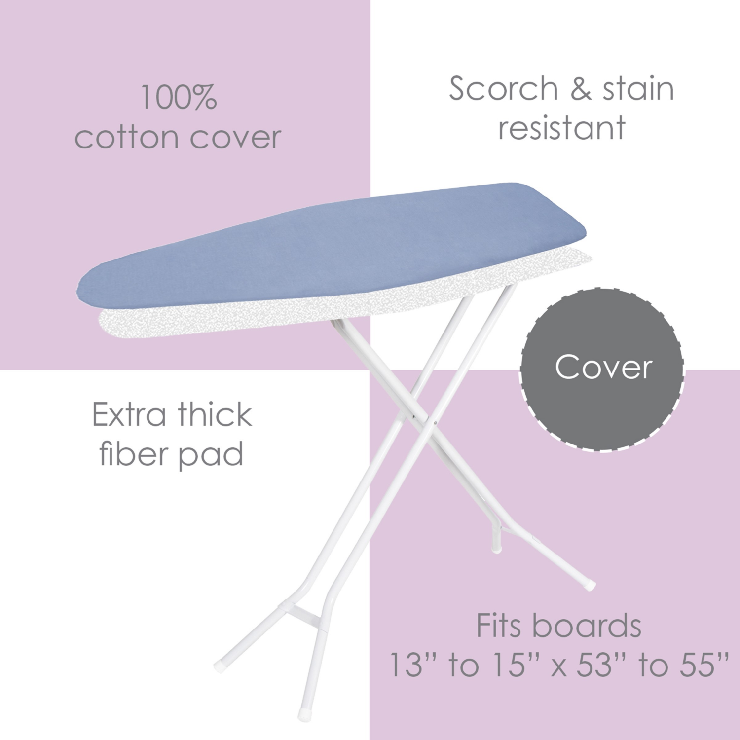 slide 5 of 7, Whitmor Seymour Home Products Drawstring Replacement Cover And Pad, Forever Blue, Fits 53"-55" X 13"-14", 1 ct