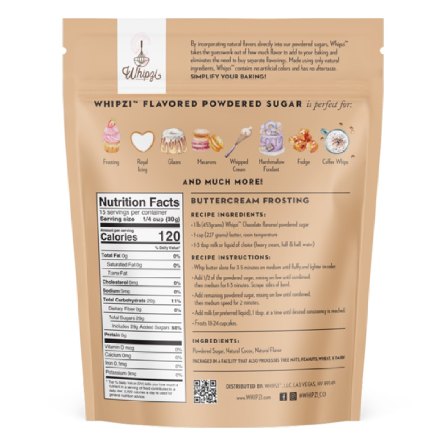 slide 2 of 2, Whipzi Chocolate Powdered Sugar, 1 LB, 1 lb