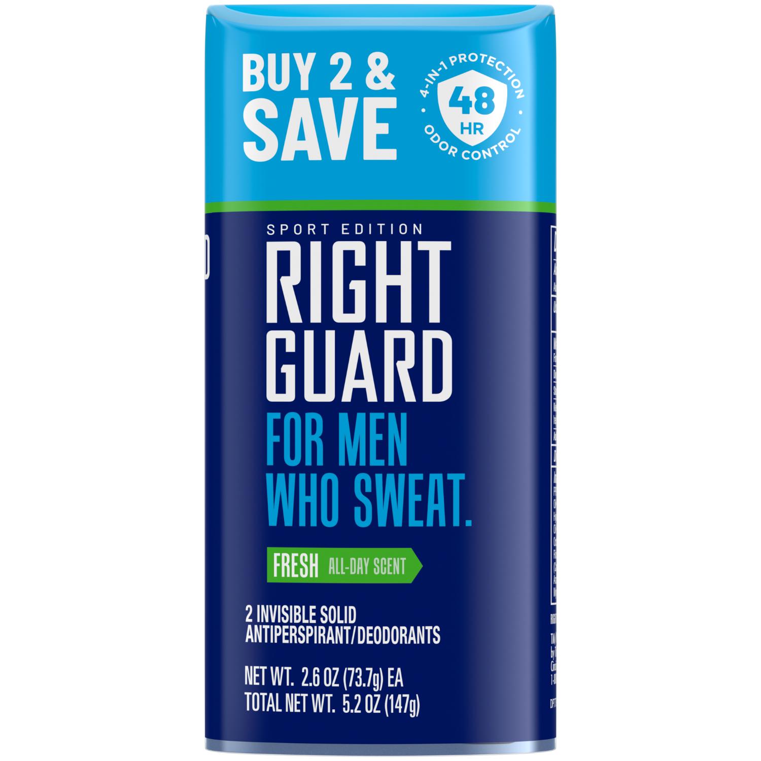 slide 1 of 2, Right Guard Sport Fresh Antiperspirant Invisible Solid, 2.6 oz, 2 Pack, 2 ct