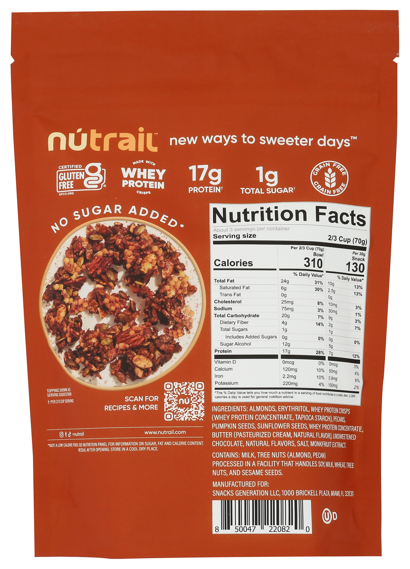 slide 2 of 2, Nutrail Granola Protein Chocolate Nut - 8 OZ, 8 oz