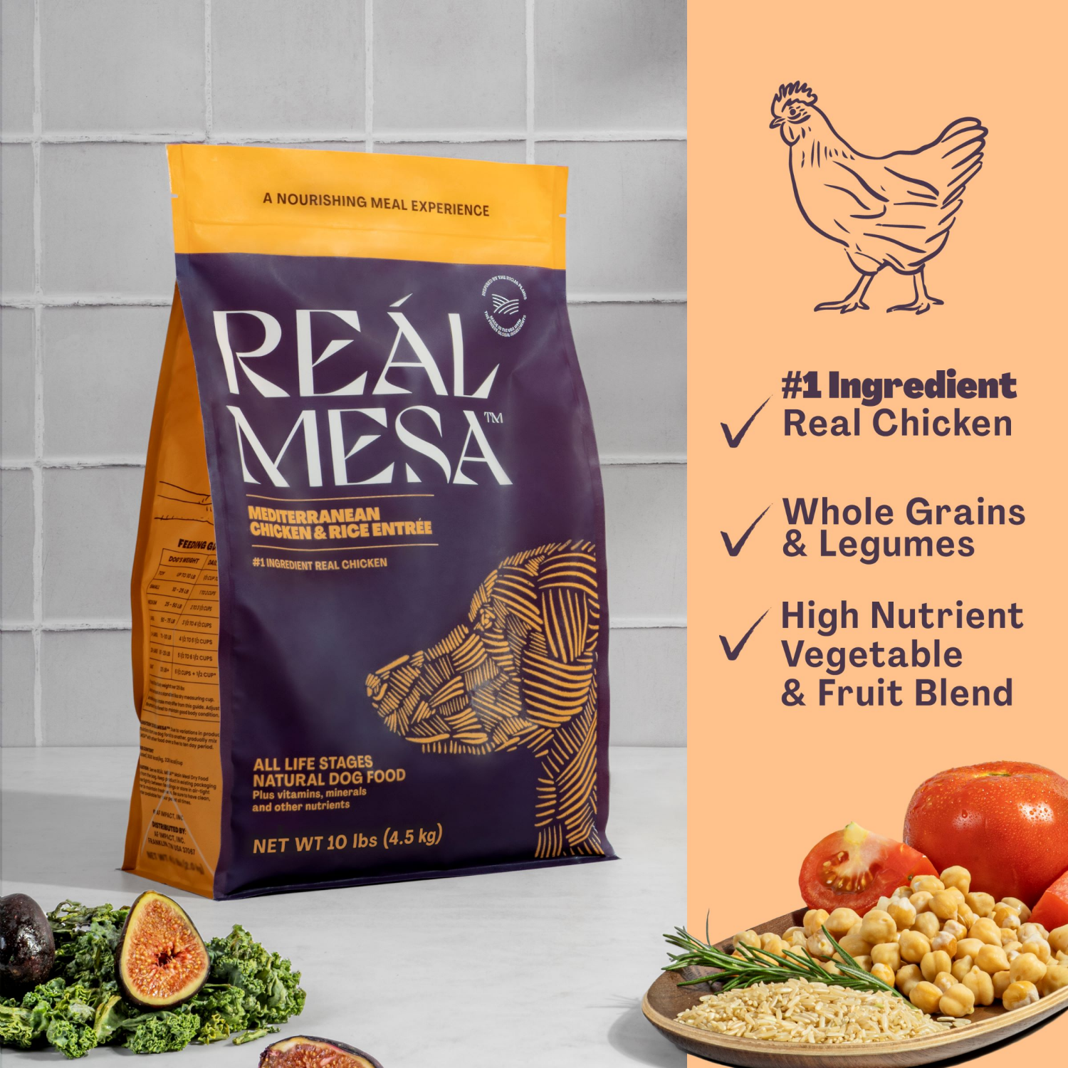 slide 2 of 5, REAL MESA REÁL MESA Adult Dog Food Mediterranean Chicken & Rice Entrée, 10 Lb, 10 lb