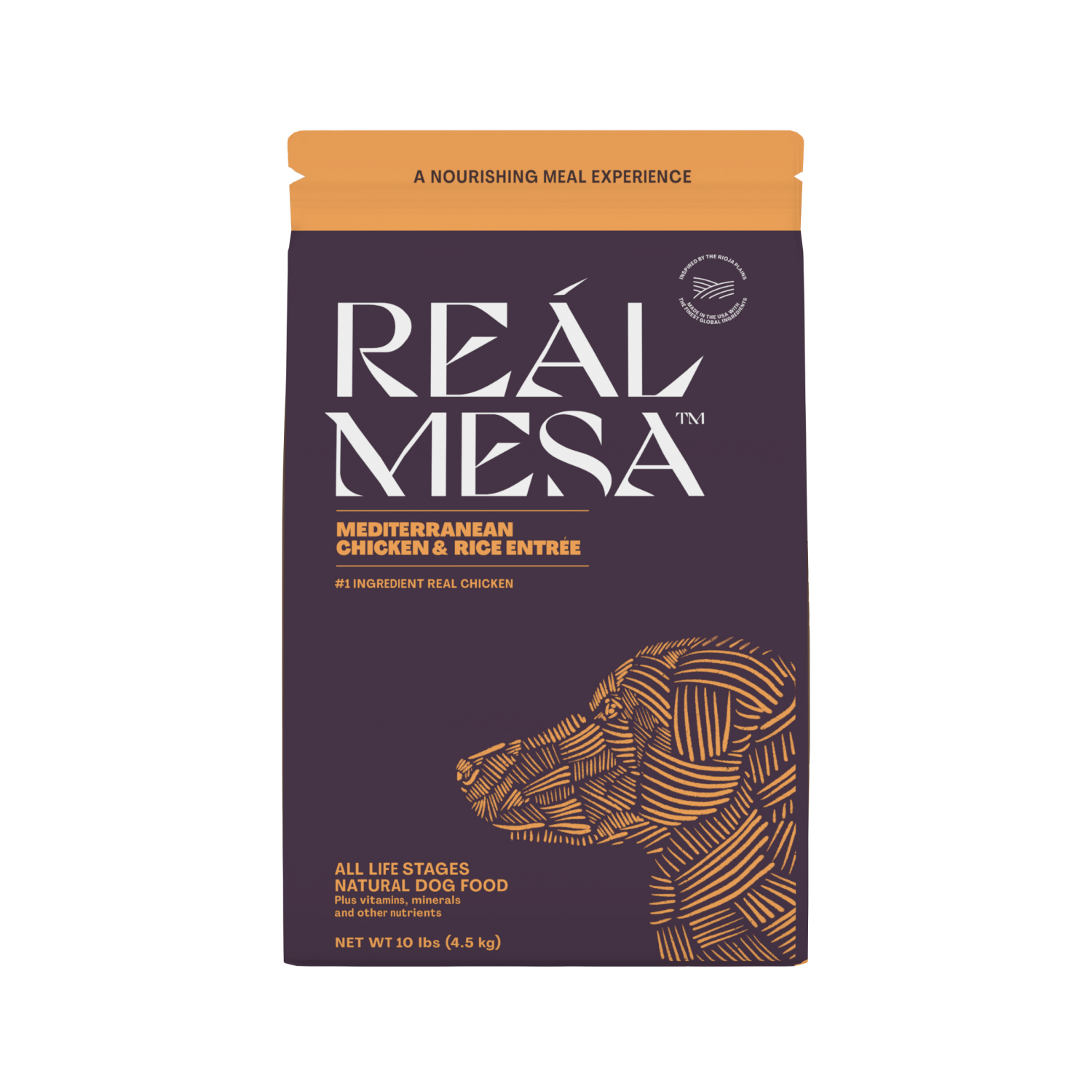 slide 1 of 5, REAL MESA REÁL MESA Adult Dog Food Mediterranean Chicken & Rice Entrée, 10 Lb, 10 lb