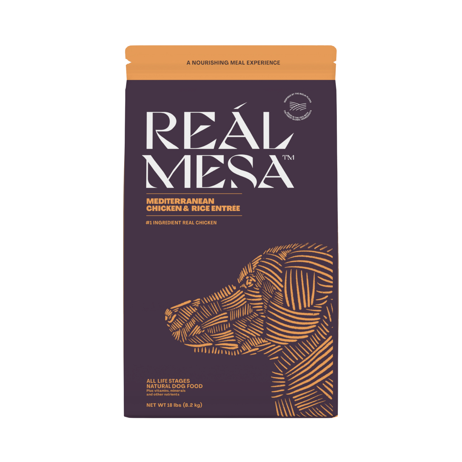 slide 1 of 5, REAL MESA REÁL MESA Adult Dog Food Mediterranean Chicken & Rice Entrée, 18 Lb, 18 lb
