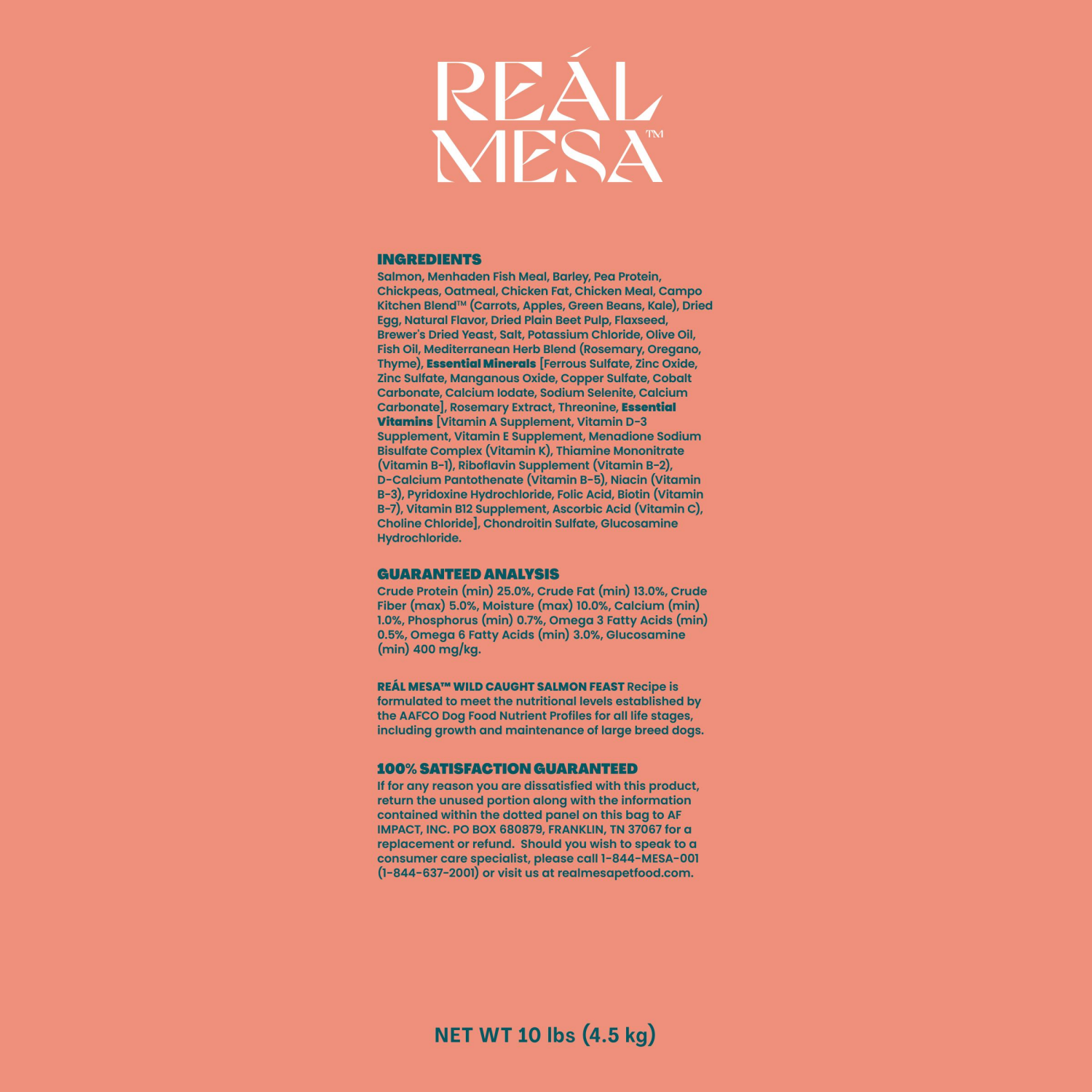 slide 3 of 5, REAL MESA REÁL MESA Adult Dog Food Wild Caught Salmon Feast, 10 Lb, 10 lb