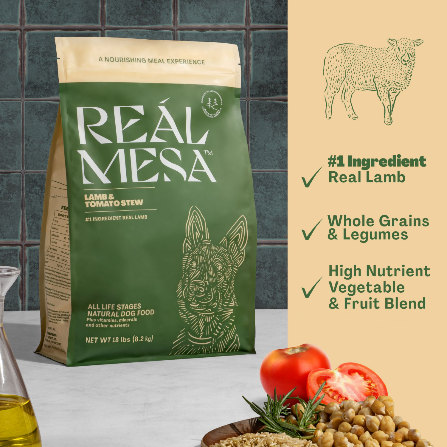 slide 4 of 5, REAL MESA REÁL MESA Adult Dog Food Lamb & Tomato Stew, 18 Lb, 18 lb