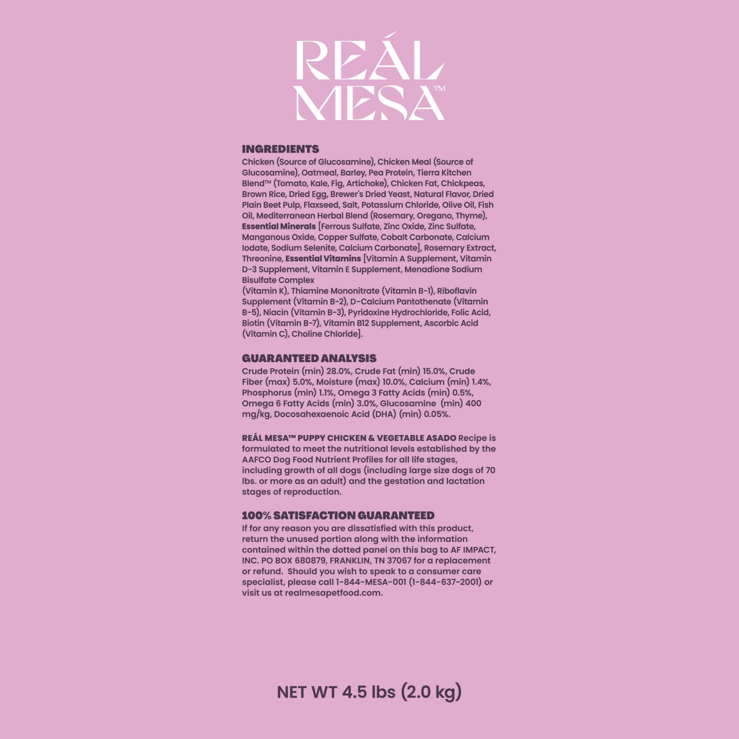 slide 3 of 5, REAL MESA REÁL MESA Puppy Food Chicken & Vegetable Asado, 4.5 Lb, 4.5 lb