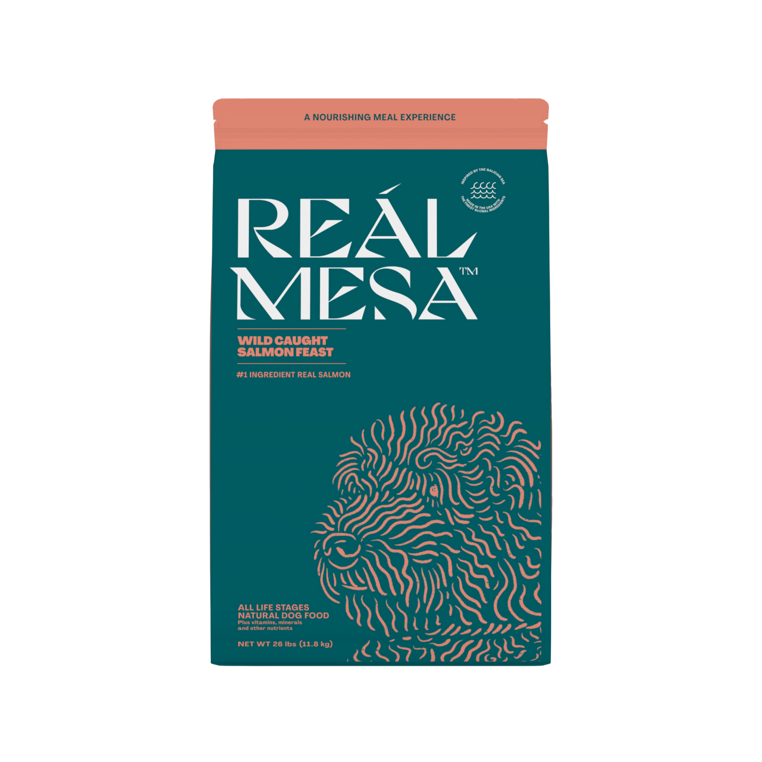 slide 1 of 5, REAL MESA REÁL MESA Adult Dog Food Wild Caught Salmon Feast, 26 Lb, 26 lb