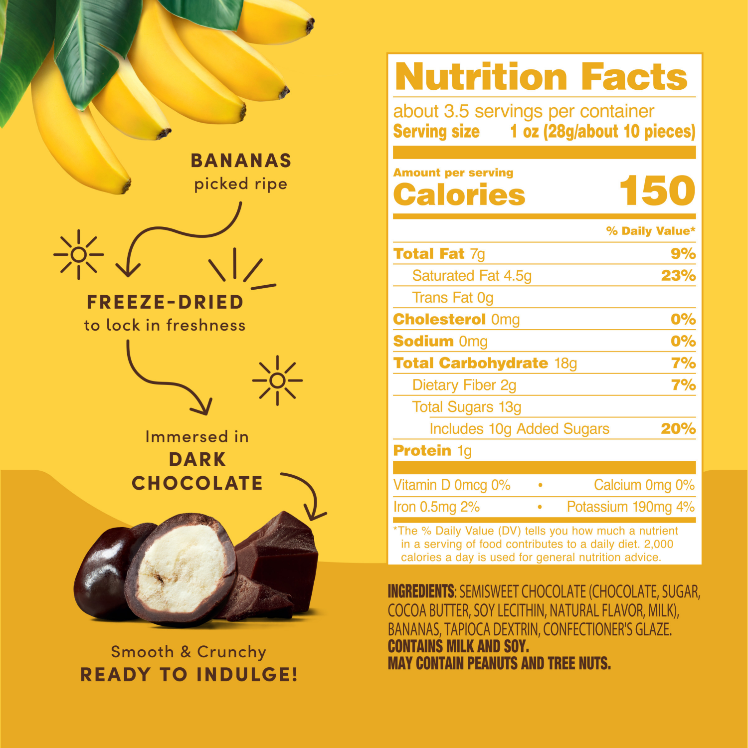 slide 7 of 8, Tru Fru Freeze-Dried Dark Chocolate Bananas 3.4 oz, 3.4 oz