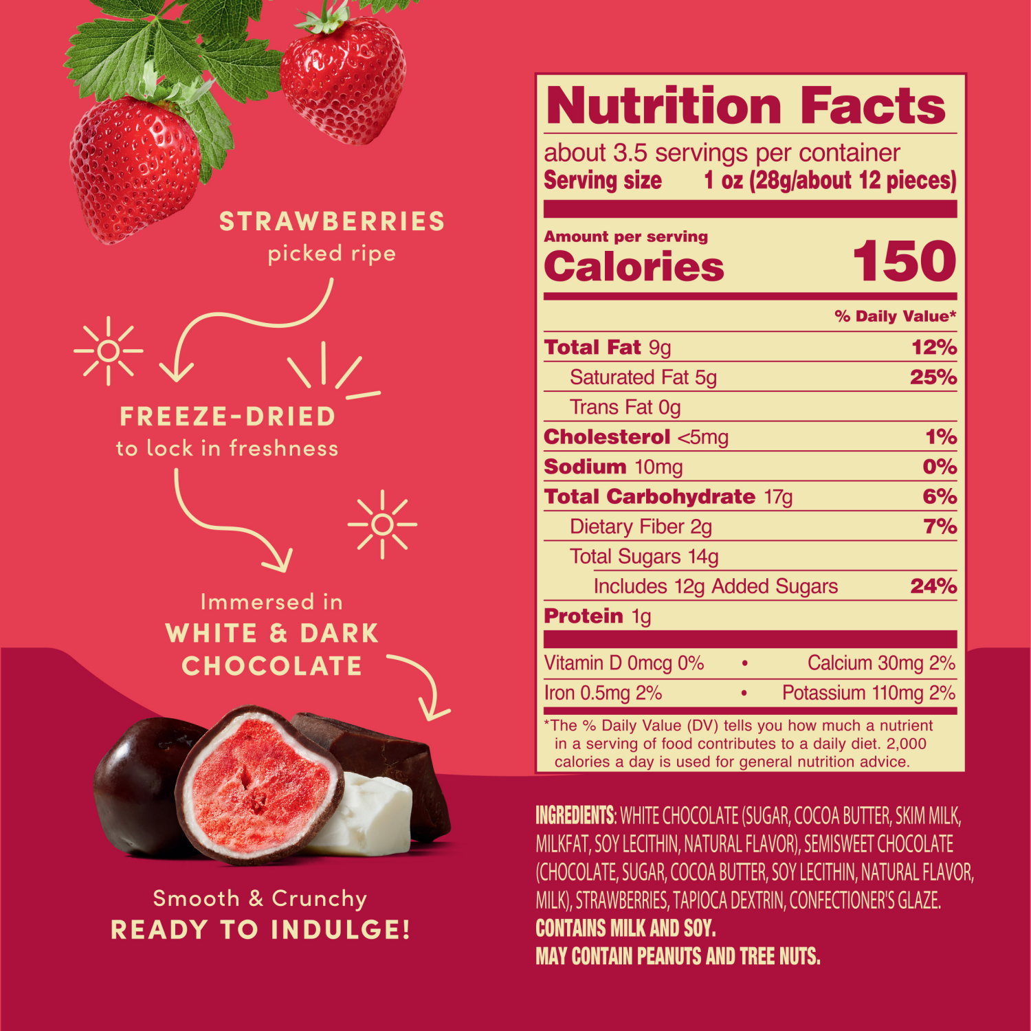 slide 7 of 8, Tru Fru Grab & Share Freeze-Dried Strawberries in White & Dark Chocolate, 3.4 oz