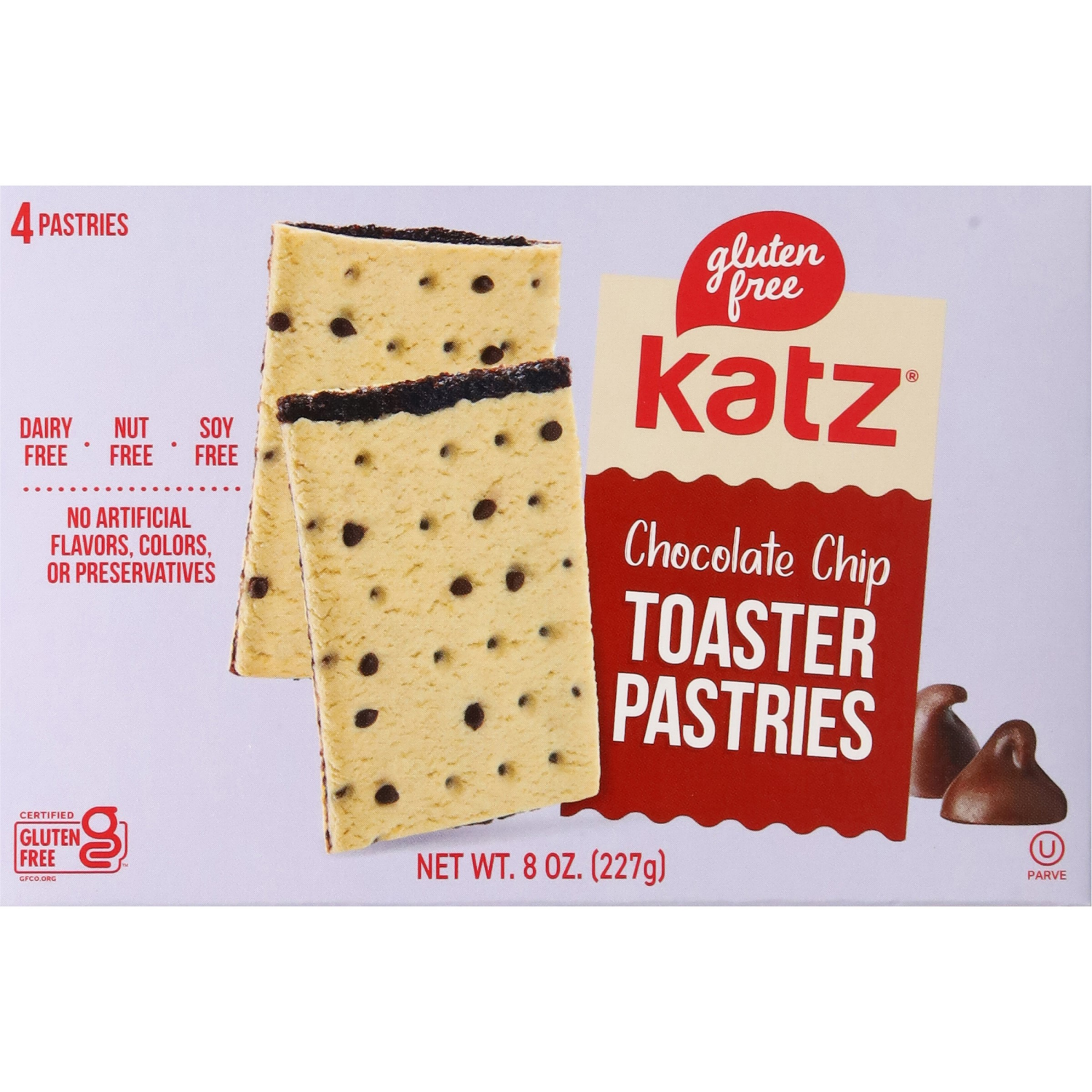slide 3 of 3, Katz Gluten Free Chocolate Chip Toaster Pastries 4 ea, 4 ct