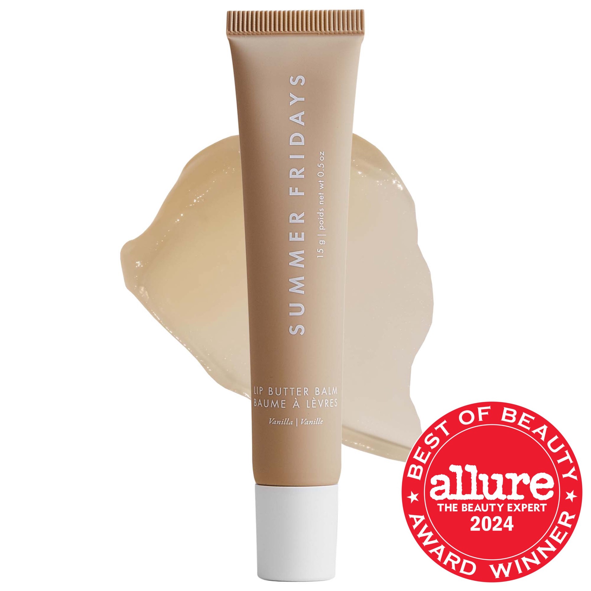 slide 1 of 9, Summer Fridays Lip Butter Balm Treatment for Hydration + Nourishing Shine Vanilla - sheer clear, 0.5 oz/ 15 gram