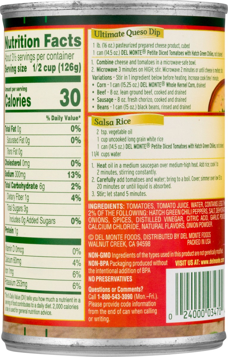 slide 6 of 12, Del Monte Petite Diced Mild Hatch Green Chilies Tomatoes with Hatch Green Chilies 14.5 oz, 14.5 oz