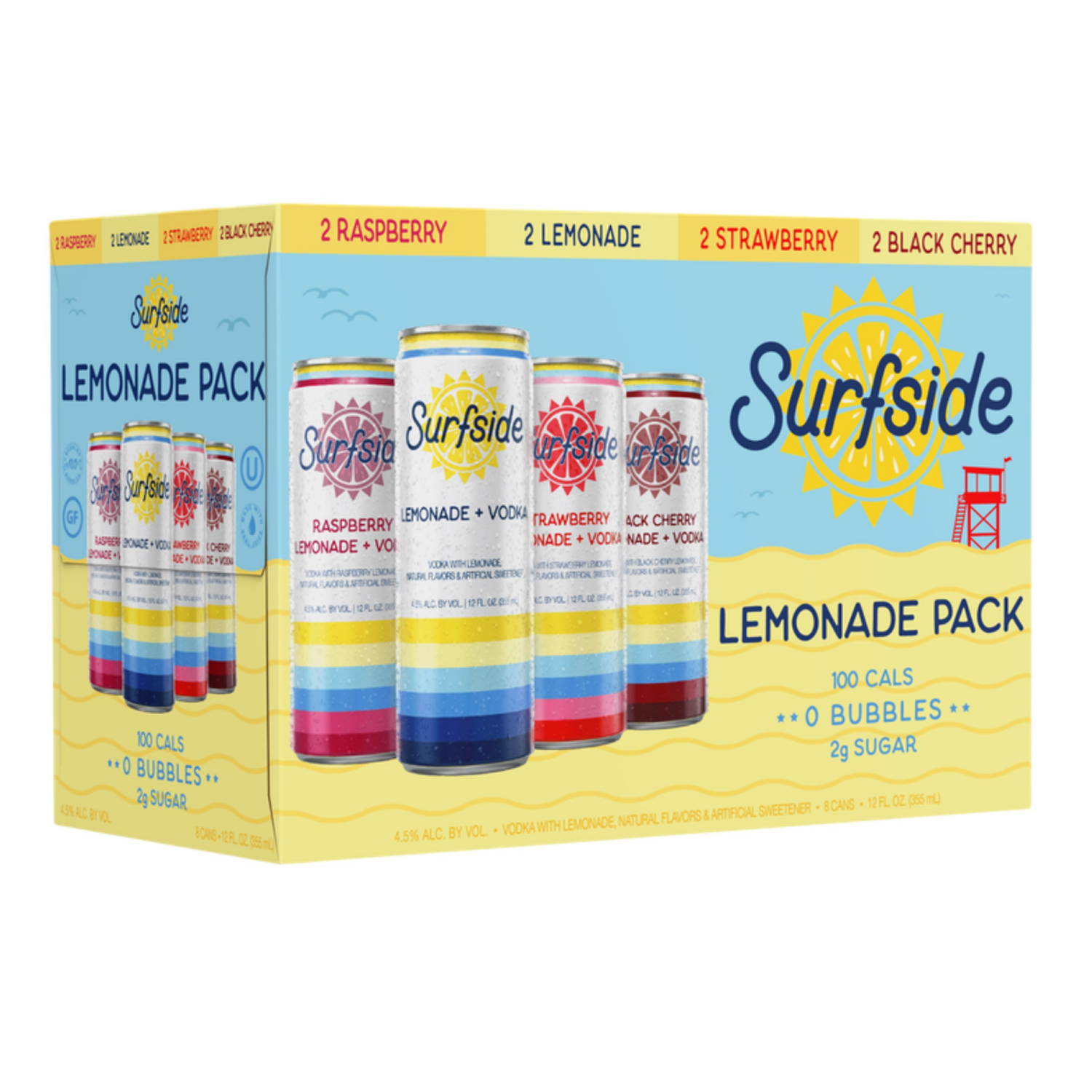 slide 2 of 2, Surfside Assorted Vodka Lemonade Pack 8 - 12 fl oz Cans, 8 ct