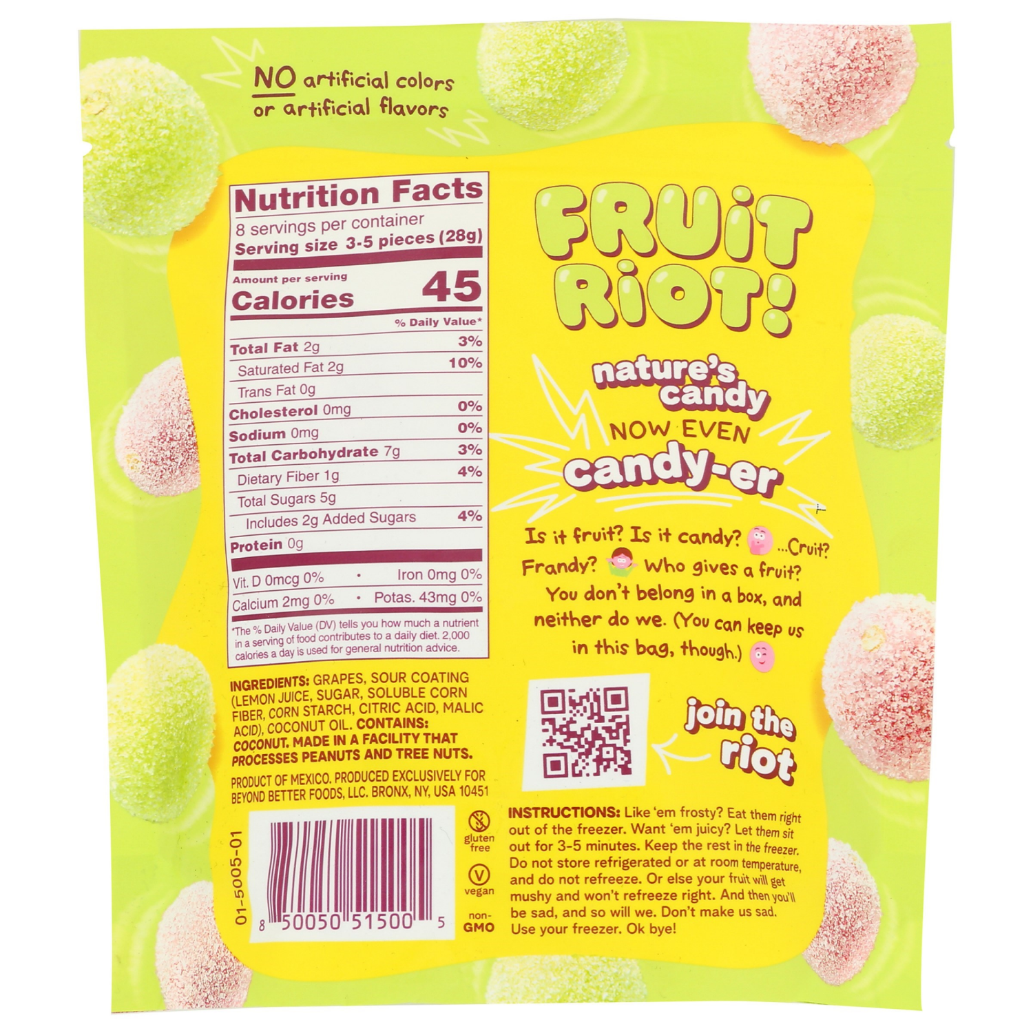 slide 2 of 3, Fruit Riot! Fruit Riot 8 oz frozen sour candy grapes., 8 oz