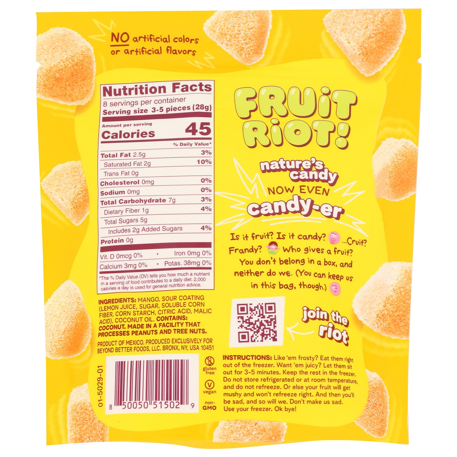 slide 2 of 3, Fruit Riot! Fruit Riot sour candy mango 8 oz, 8 oz