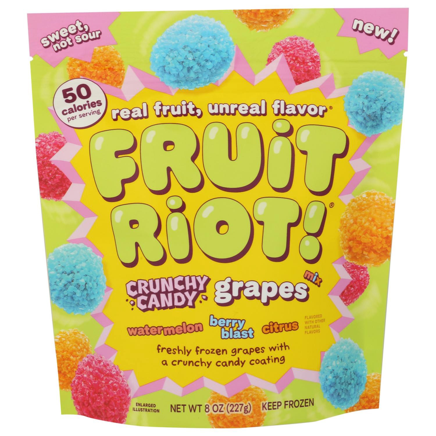 slide 1 of 2, Fruit Riot! Crunchy Candy Grapes, 8 Oz, 8 oz