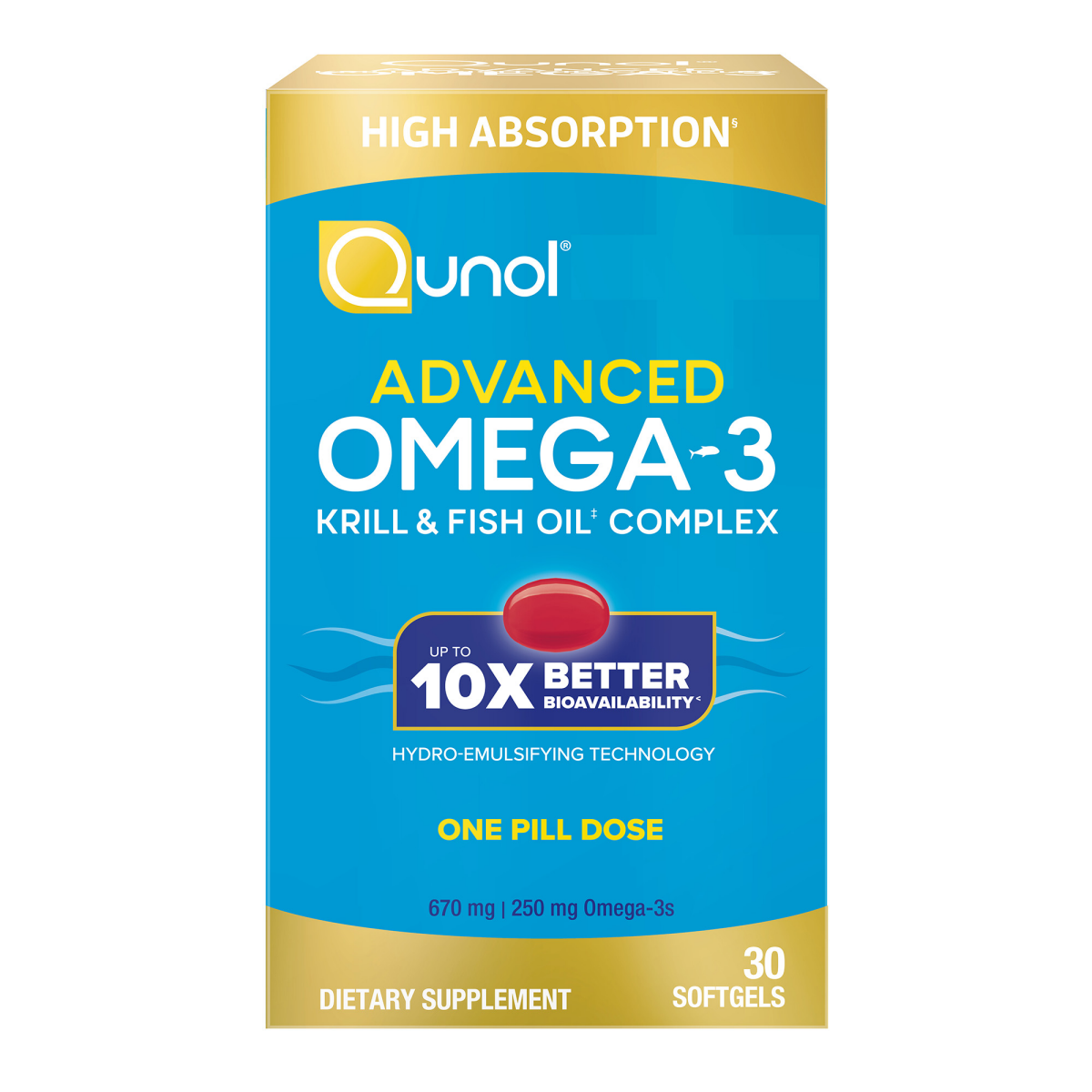 slide 1 of 4, Qunol Advanced Omega-3 Krill & Fish Oil Softgels, 30 ct