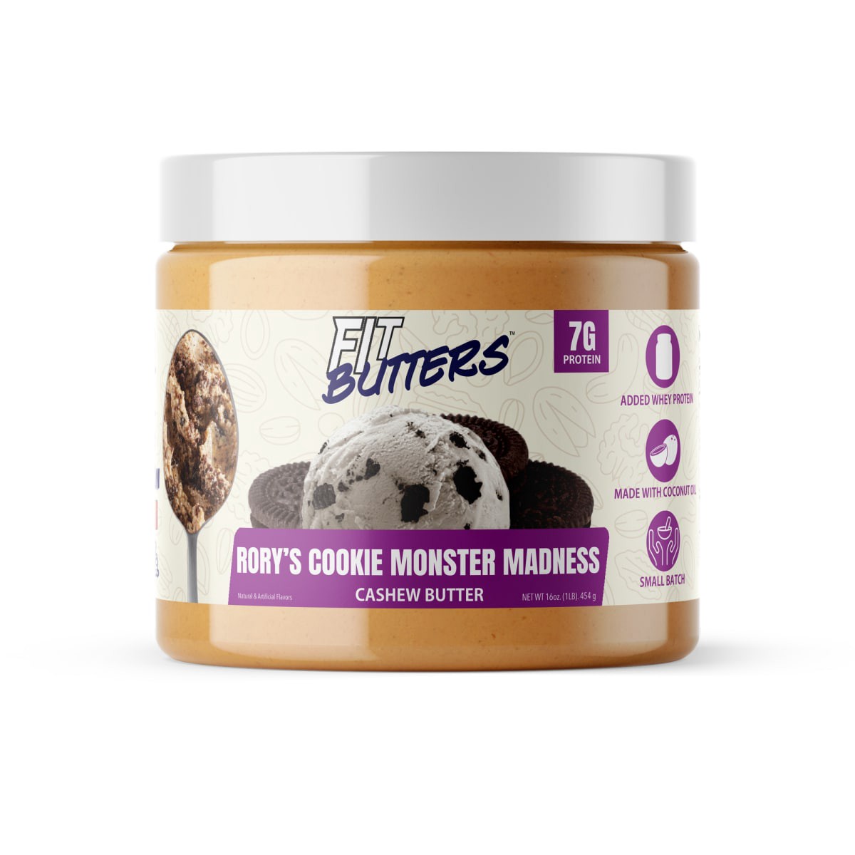 slide 1 of 1, FIt Butters Rory's Cookie Monster Madness Cashew Butter, 16 oz