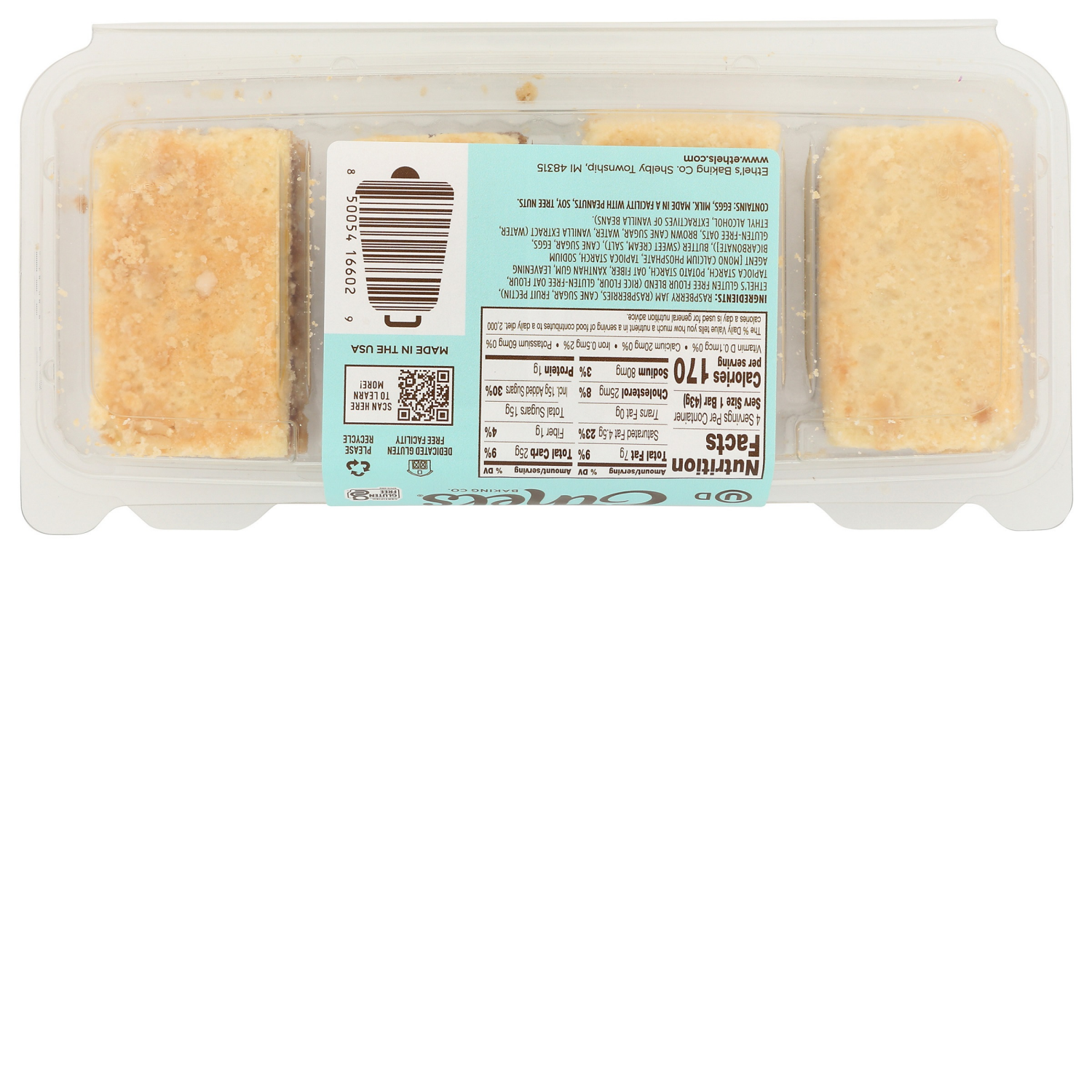 slide 2 of 2, Ethel's Baking Co. Raspberry Crumble Dessert Bars 4CT Tray, 6 oz