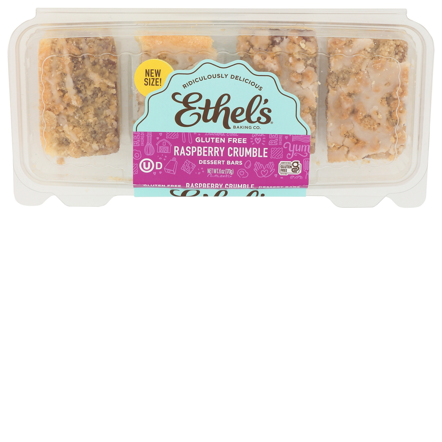 slide 1 of 2, Ethel's Baking Co. Raspberry Crumble Dessert Bars 4CT Tray, 6 oz