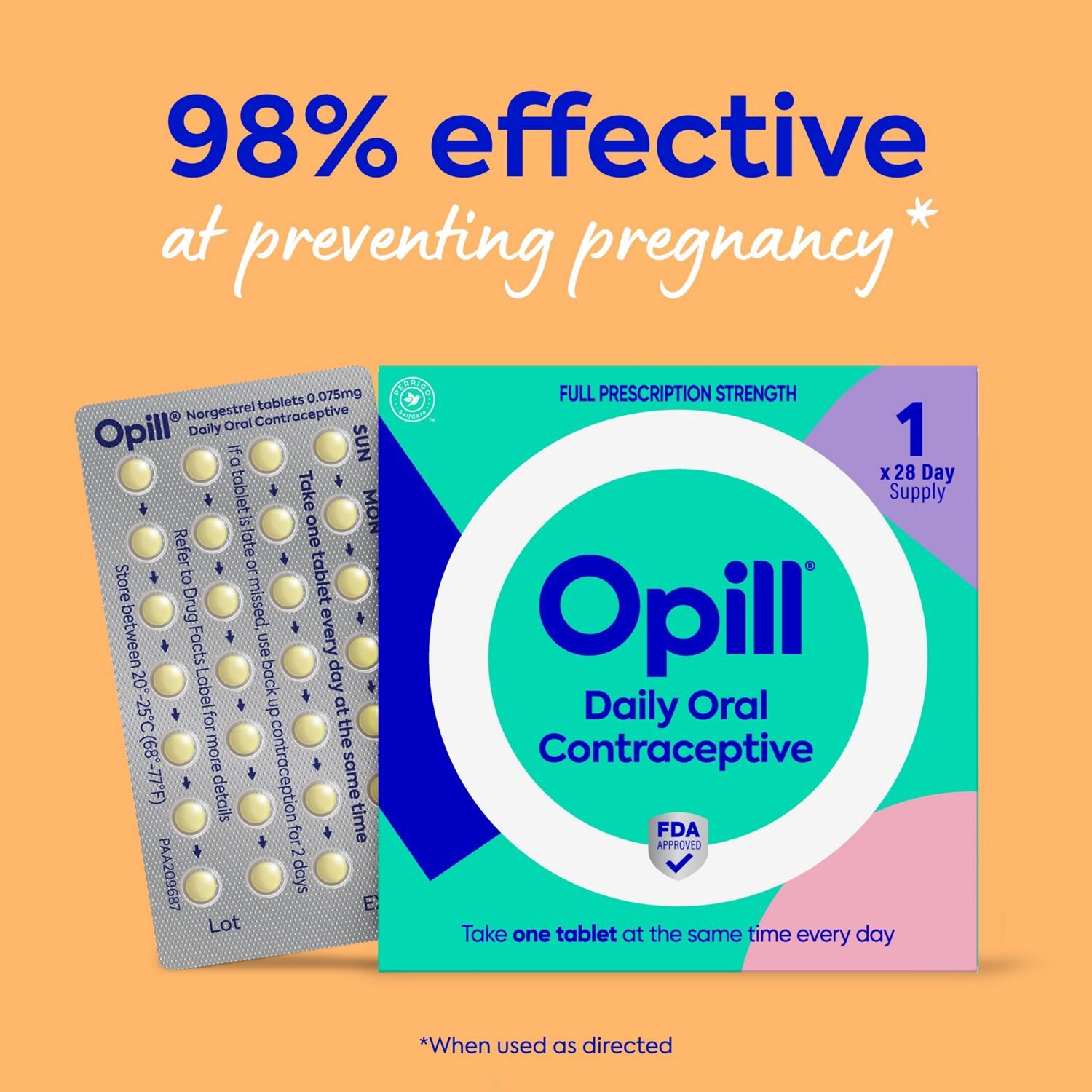 slide 2 of 10, Opill Daily Oral Contraceptive, 1 x 28 Day Supply, 28 ct