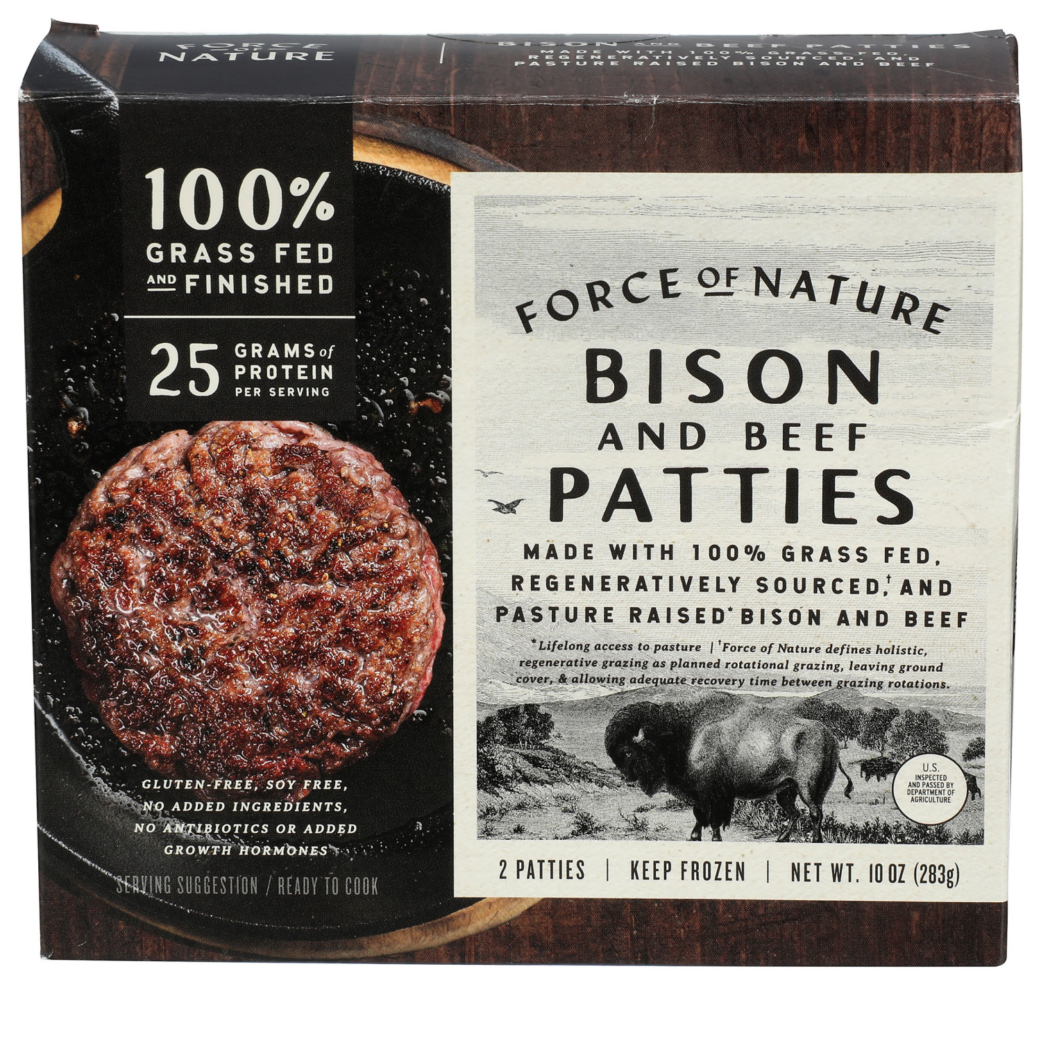 slide 1 of 2, Bison & Beef Patties Gf Iqf, 10 oz